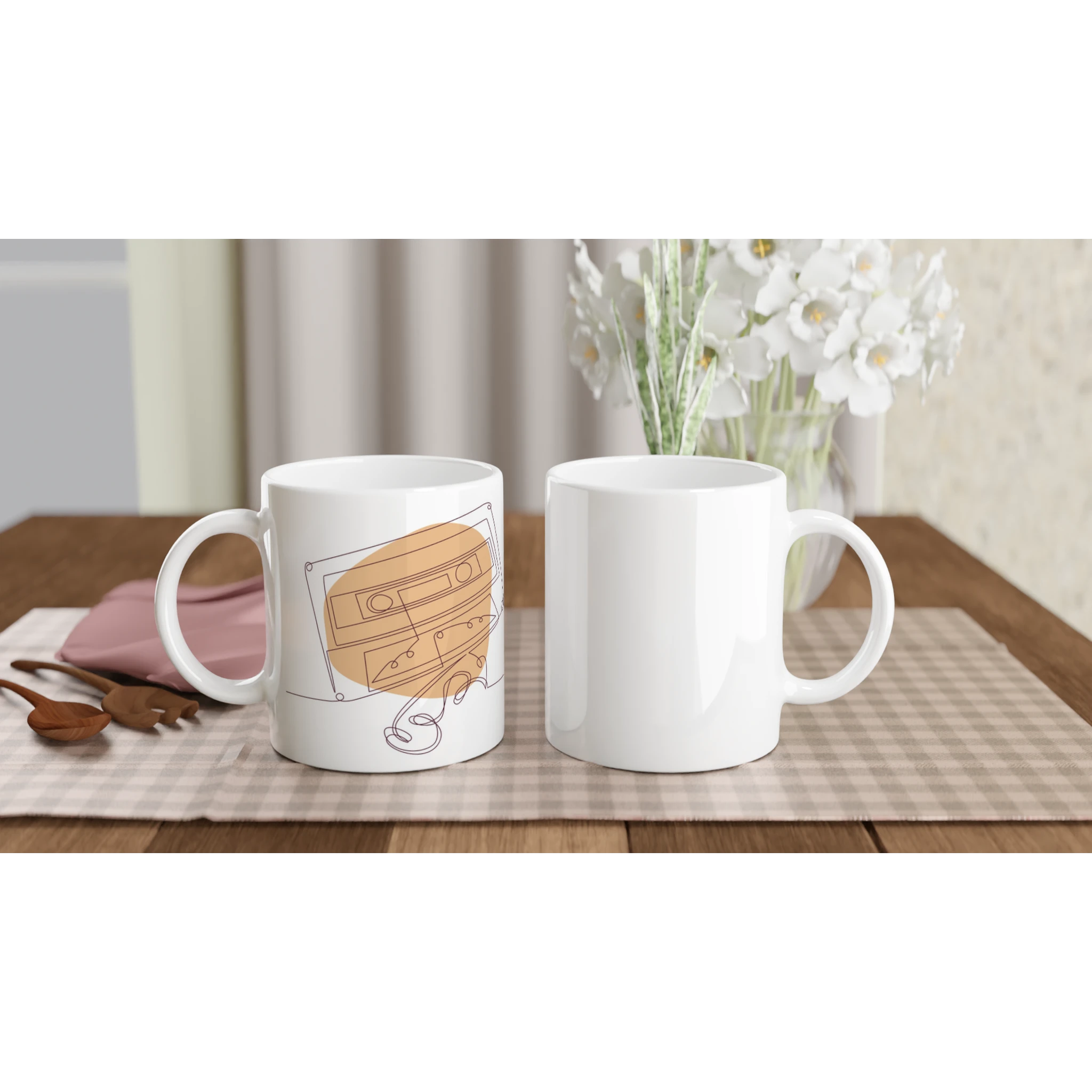 Analog Soul · Ceramic Mug Ceramic White Wrinkled Cassette Left - BM ink.