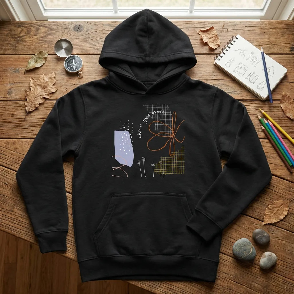 Kids Hoodie · Live a Good Story Black - BM ink.