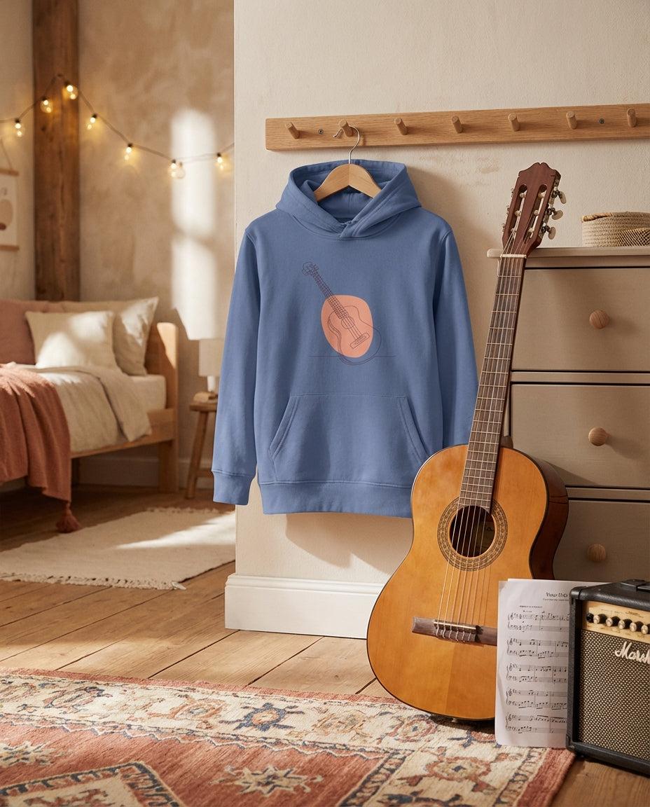 Kids Hoodie · Acoustic Guitar (Bold) Blue - BM ink.