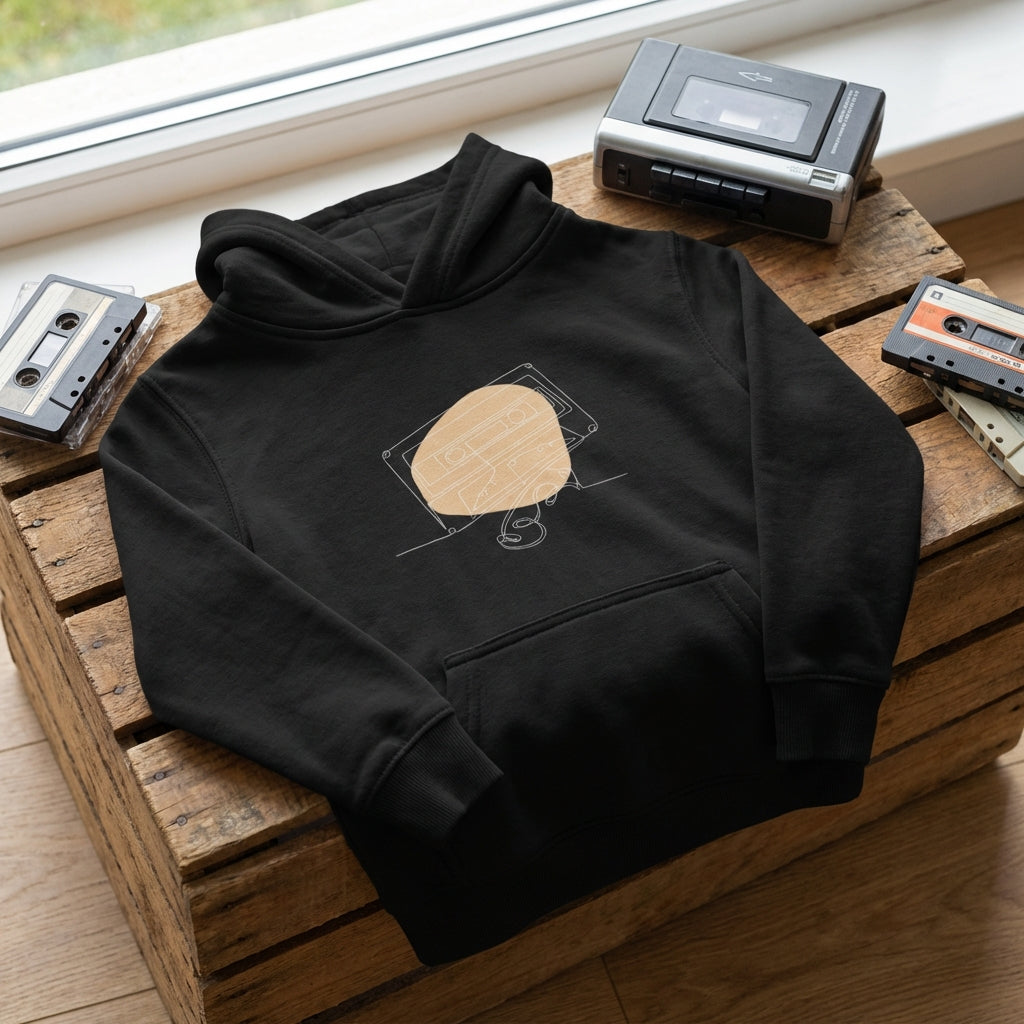 Kids Hoodie · Audio Cassette Wrinkled Tape Black - BM ink.