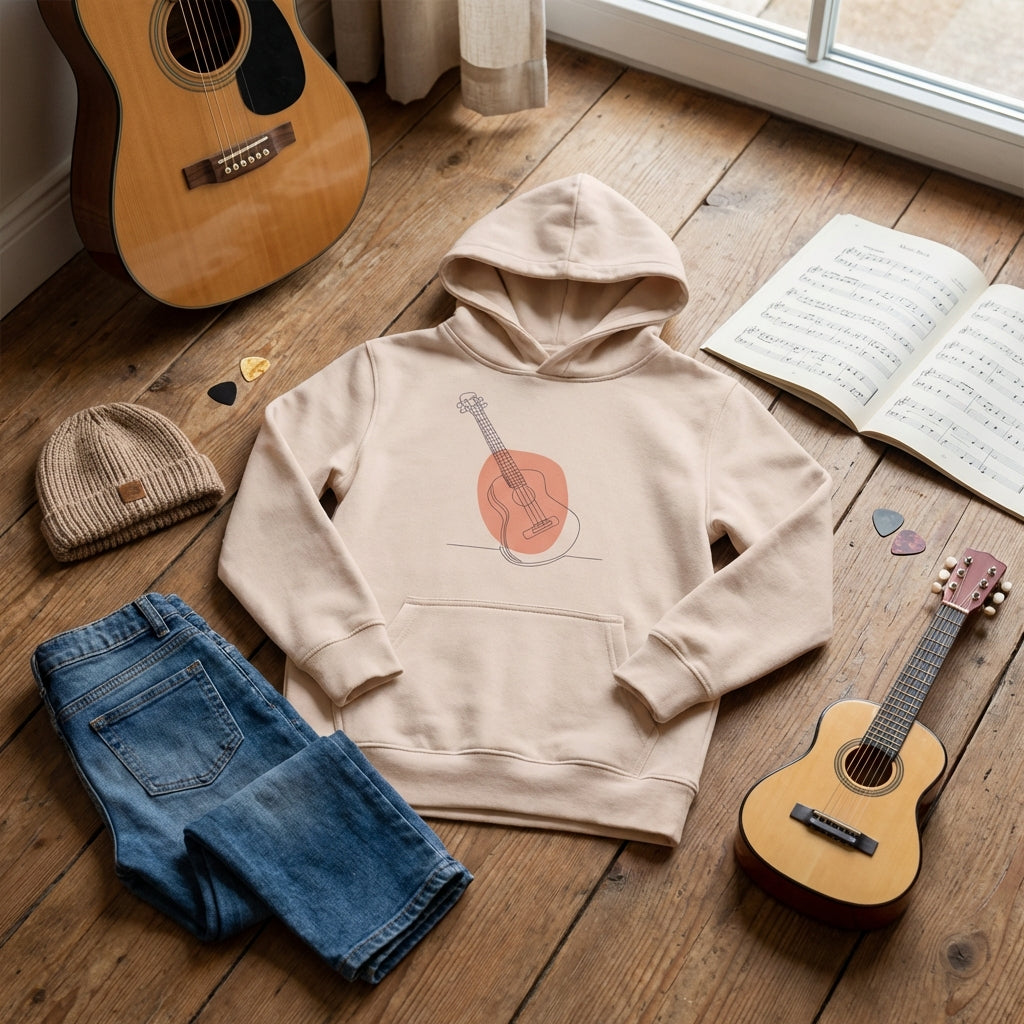 Kids Hoodie · Acoustic Guitar (Bold) Creamy Pink - BM ink.