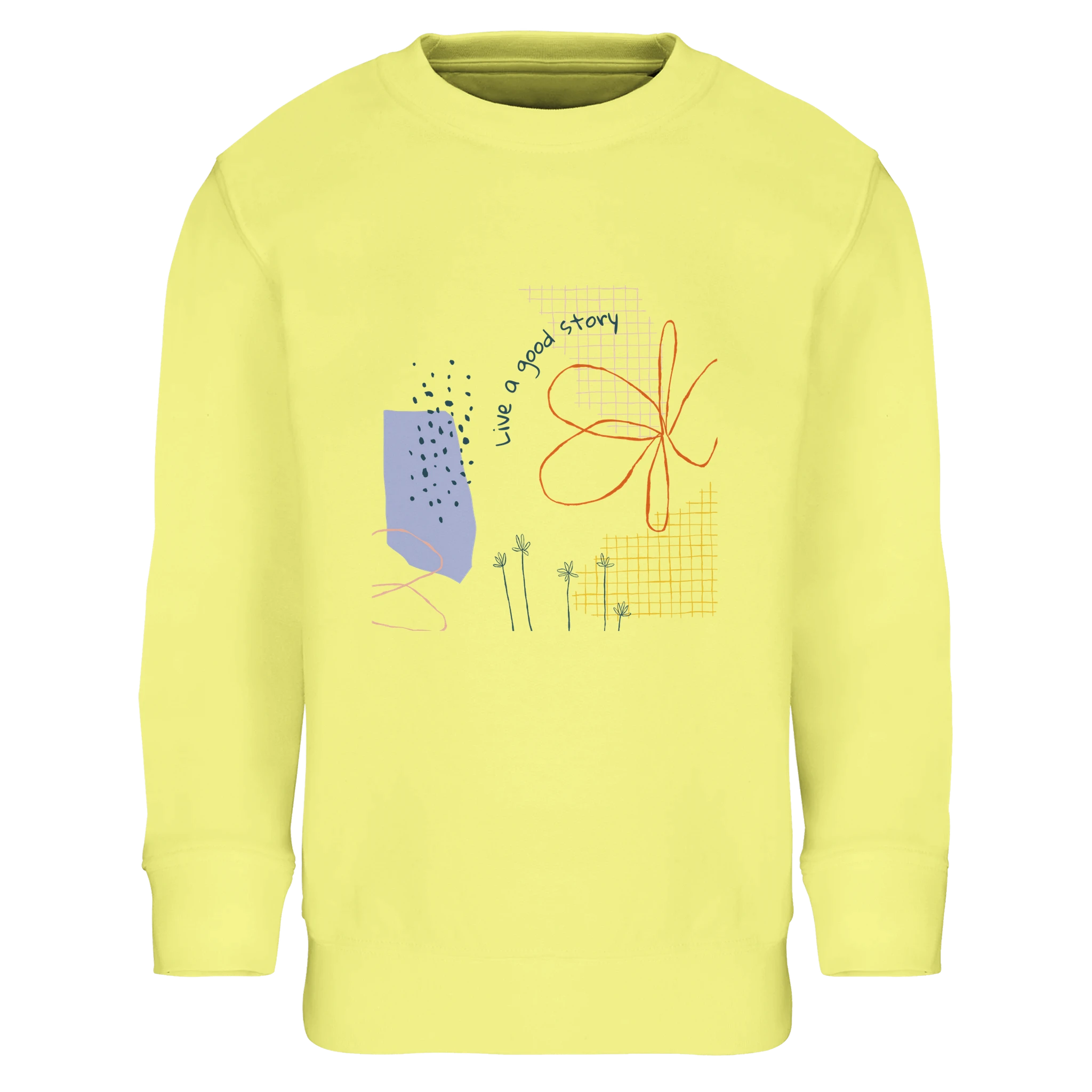 Kids Sweatshirt · Live a Good Story Light Yellow - BM ink.