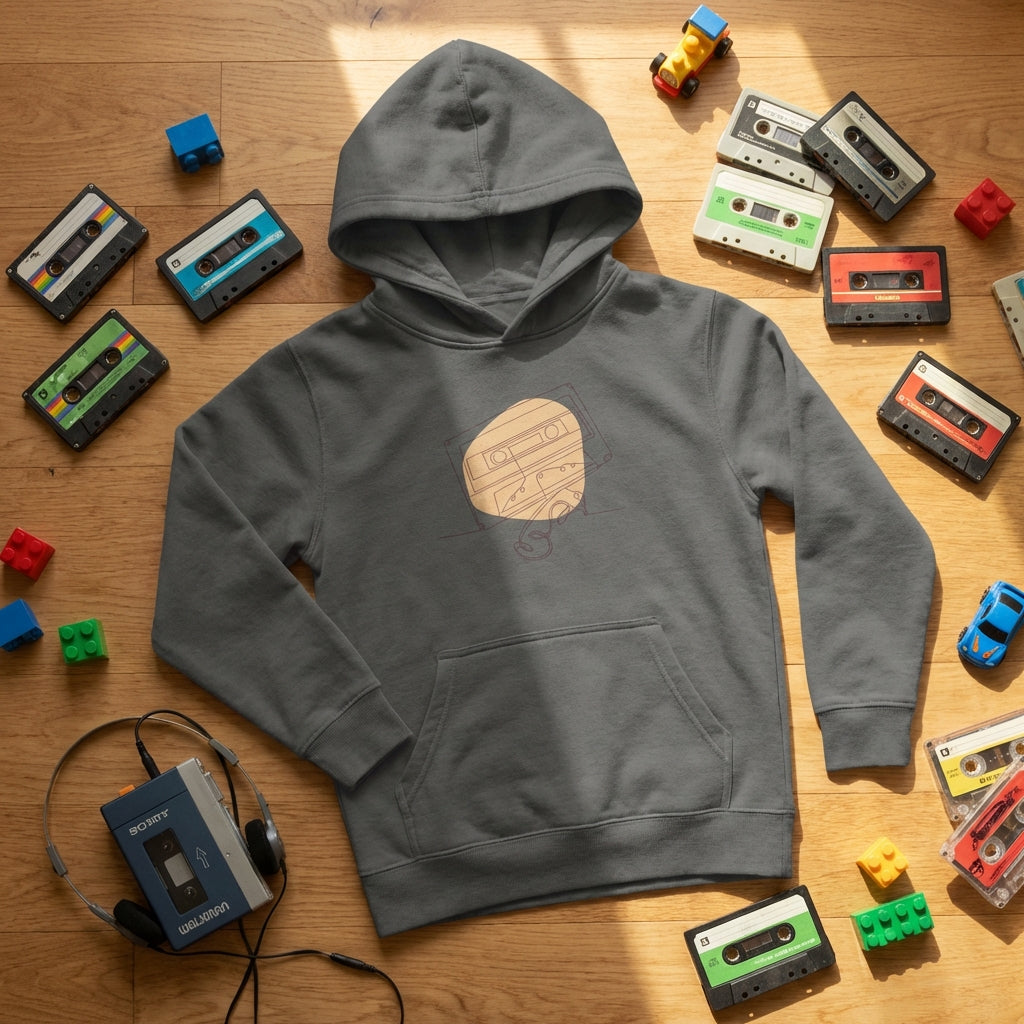 Kids Hoodie · Audio Cassette Wrinkled Tape Grey Melange - BM ink.