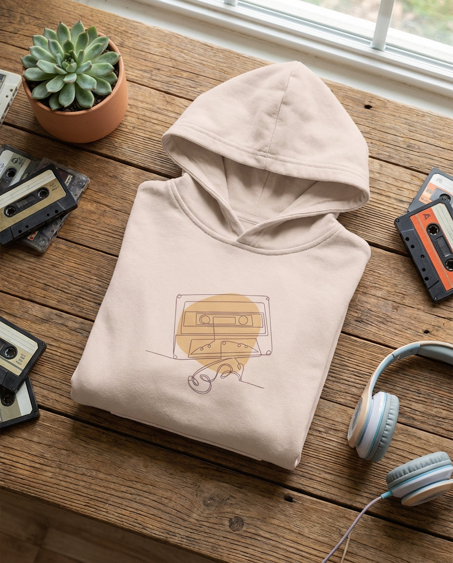 Kids Hoodie · Audio Cassette Wrinkled Tape Creamy Pink - BM ink.