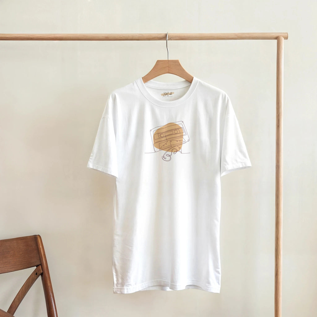 Adult T-Shirt · Audio Cassette Wrinkled Tape White - BM ink.