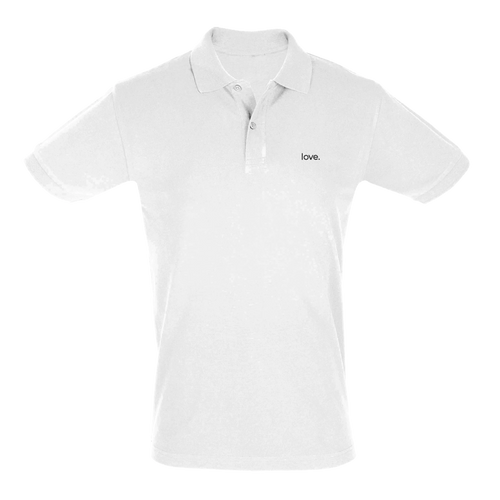 love. · Embroidered Men Polo Shirt White - BM ink.