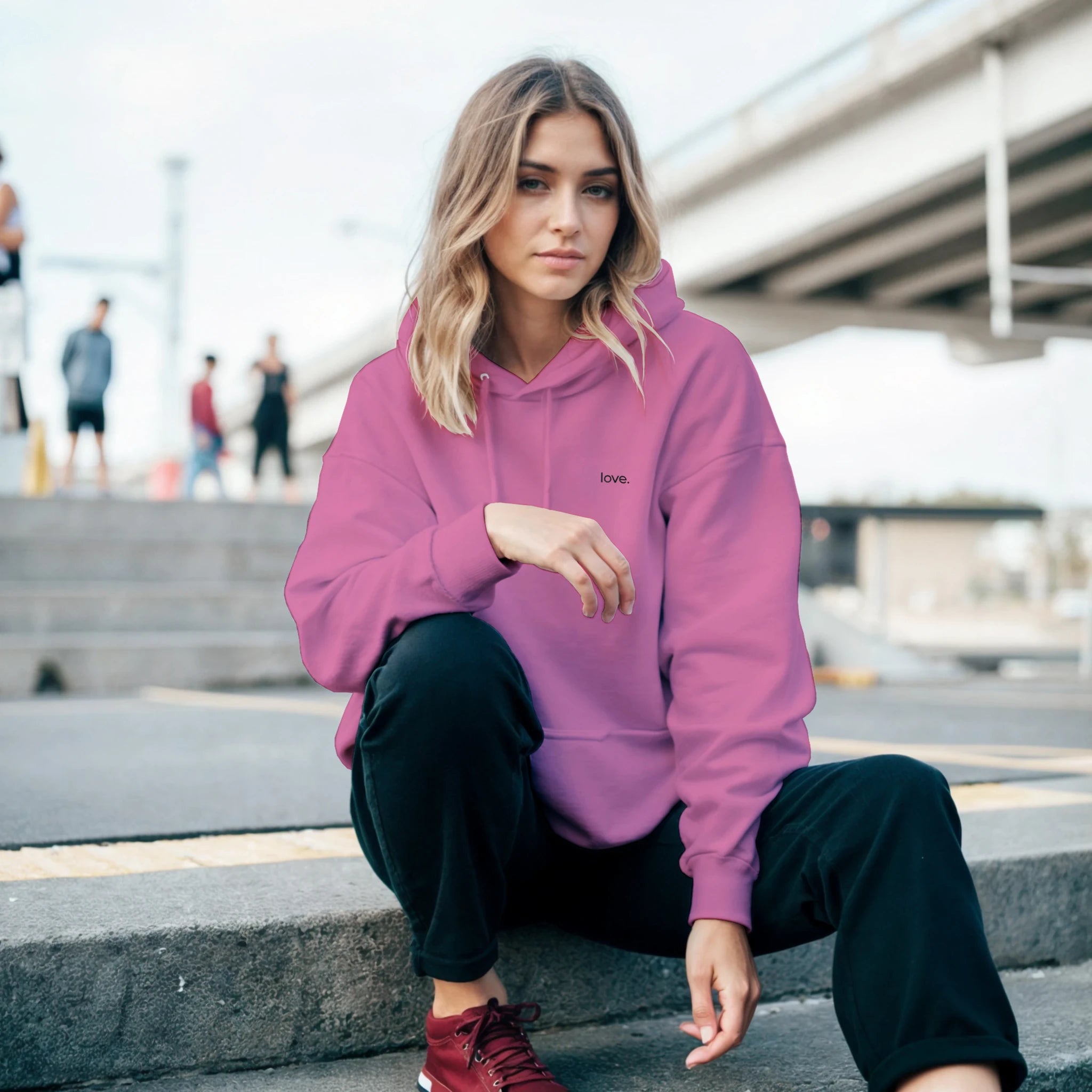 love. · Embroidered Adult Hoodie Azalea - BM ink.