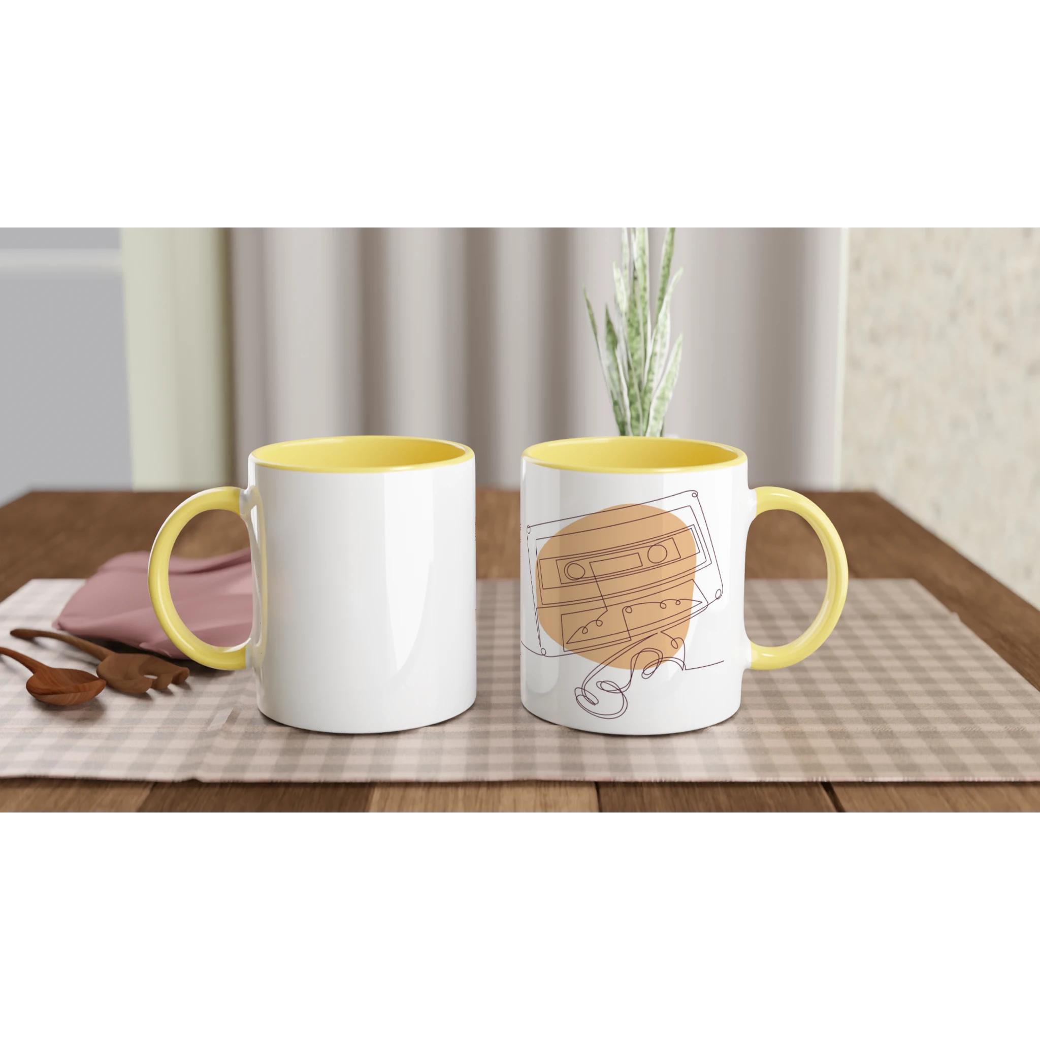 Analog Soul · Ceramic Mug Ceramic Yellow Wrinkled Cassette Right - BM ink.