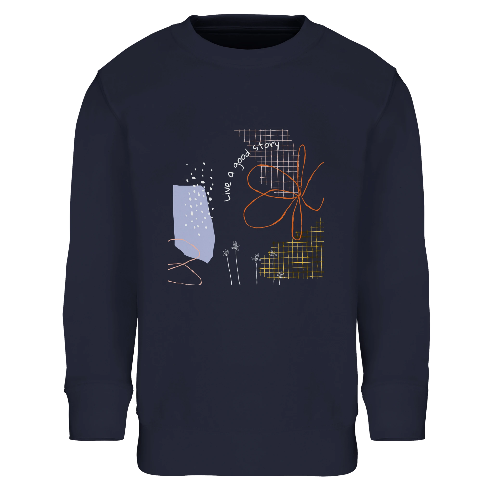 Kids Sweatshirt · Live a Good Story French Navy - BM ink.