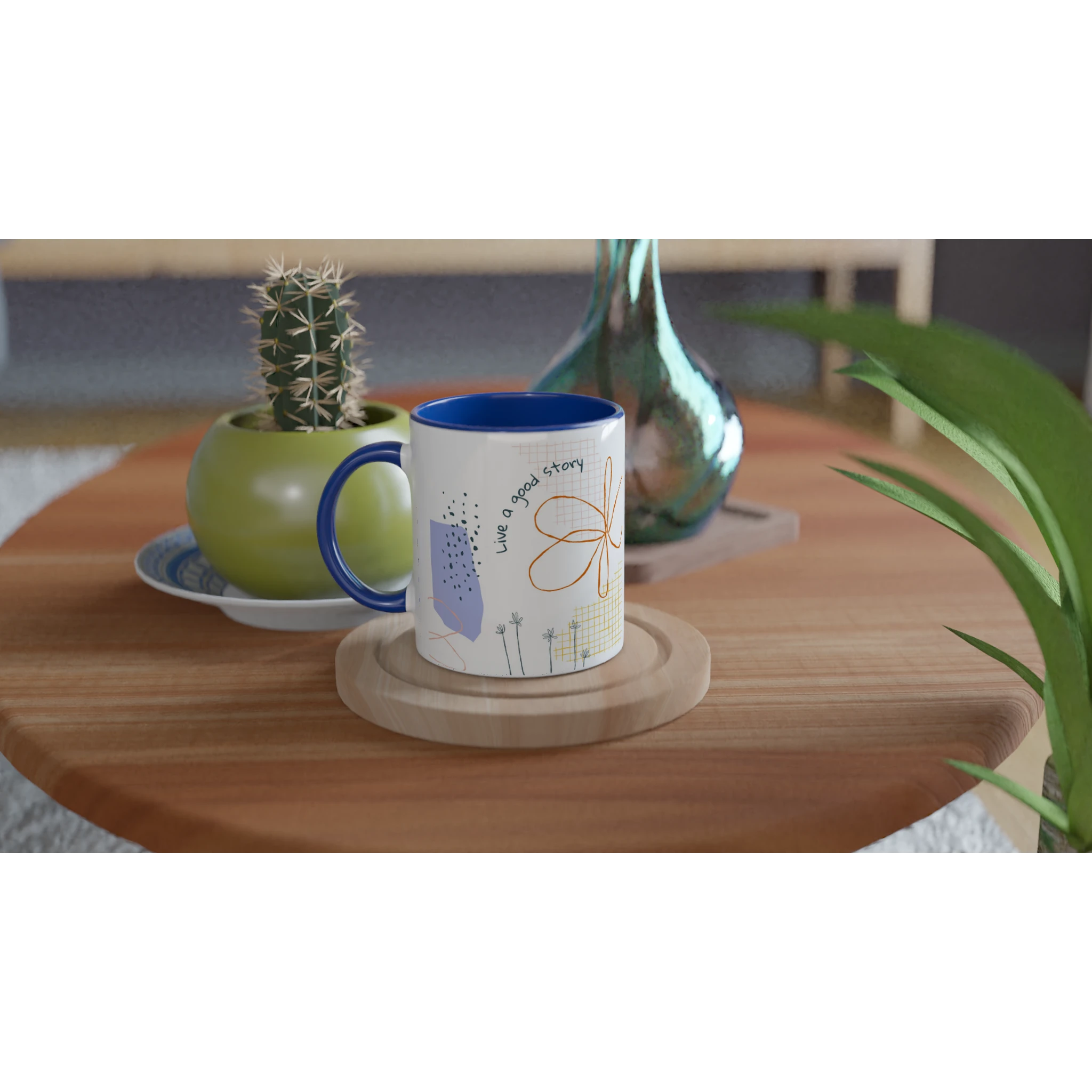 Ceramic Mug · Live a Good Story Ceramic Blue Left - BM ink.