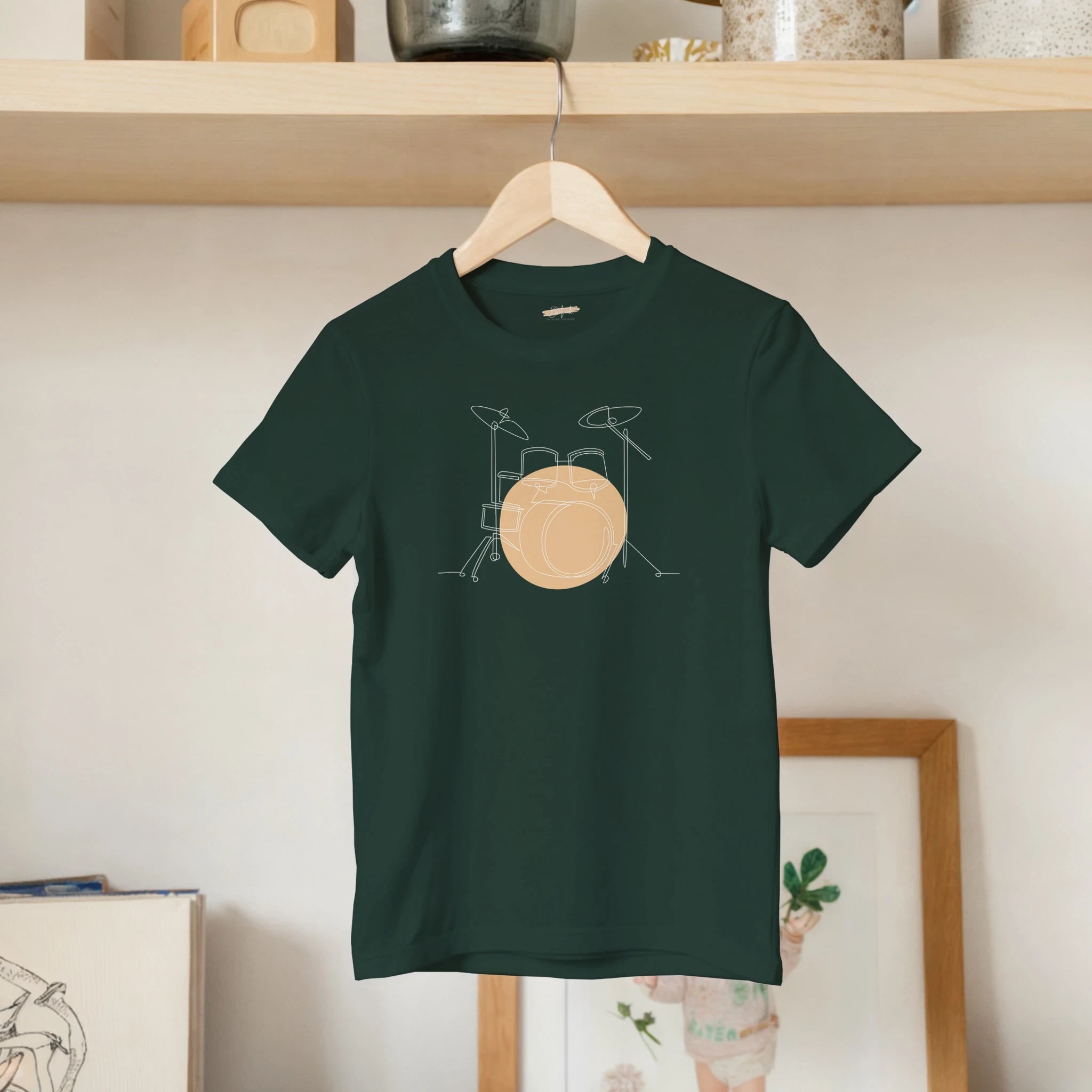 Kids T-Shirt · Drum Set (Light) Forest Green - BM ink.