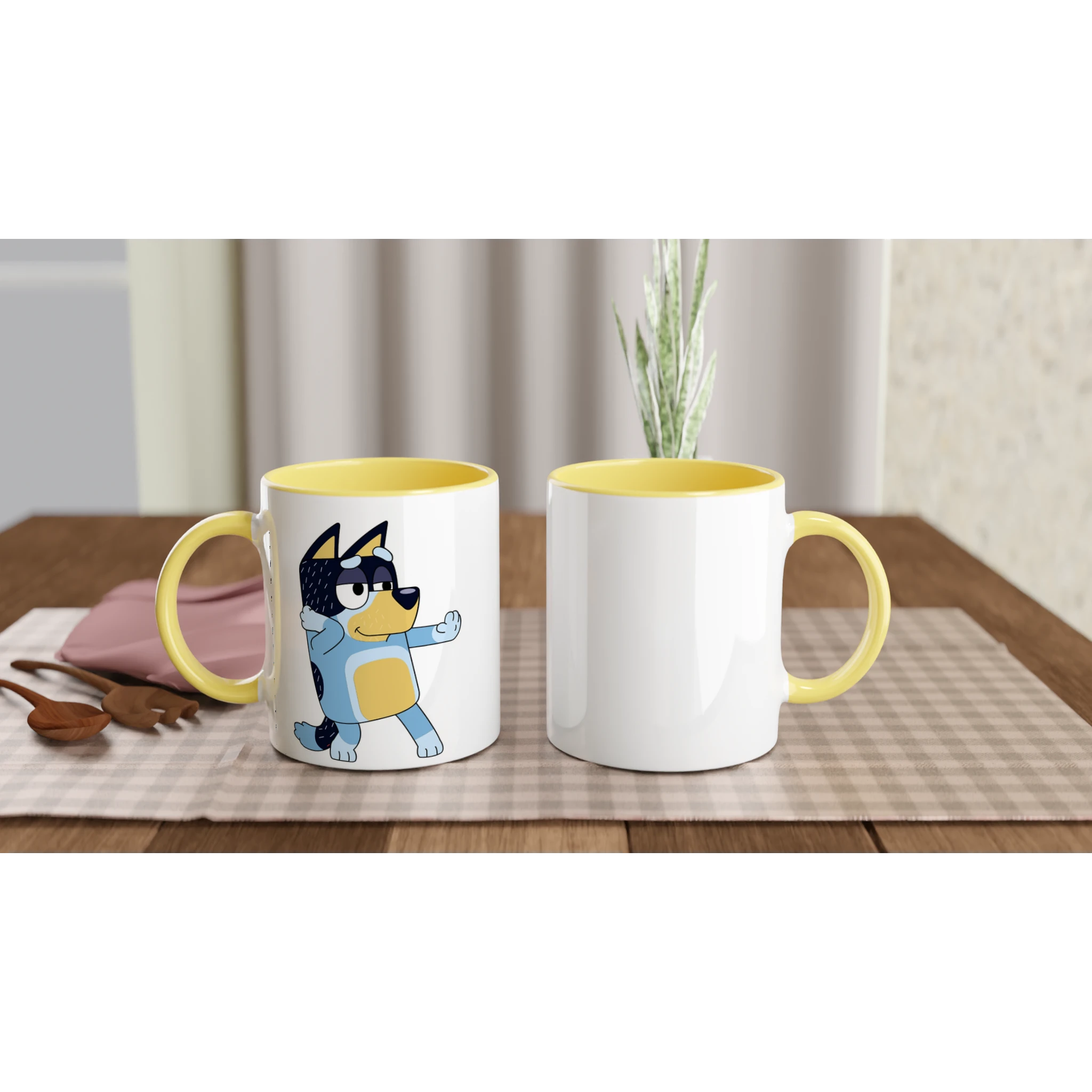 Ceramic Mug · Bluey's Dad Bandit Ceramic Yellow Bandit Left - BM ink.