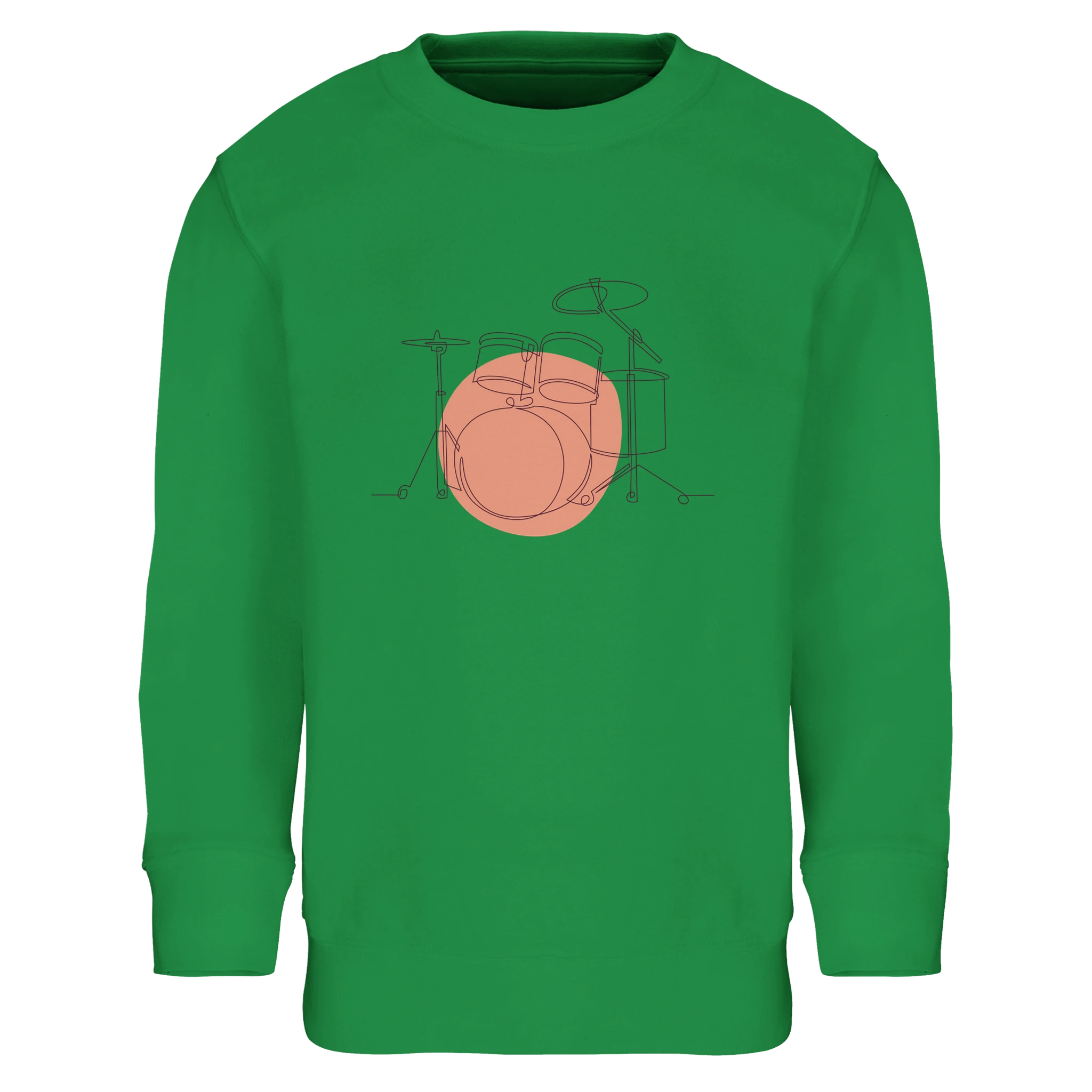 Kids Sweatshirt · Drum Set (Bold) Kelly Green - BM ink.
