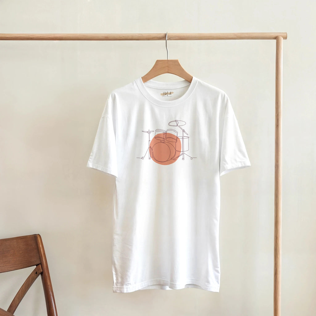 Adult T-Shirt · Drum Set (Bold) White - BM ink.