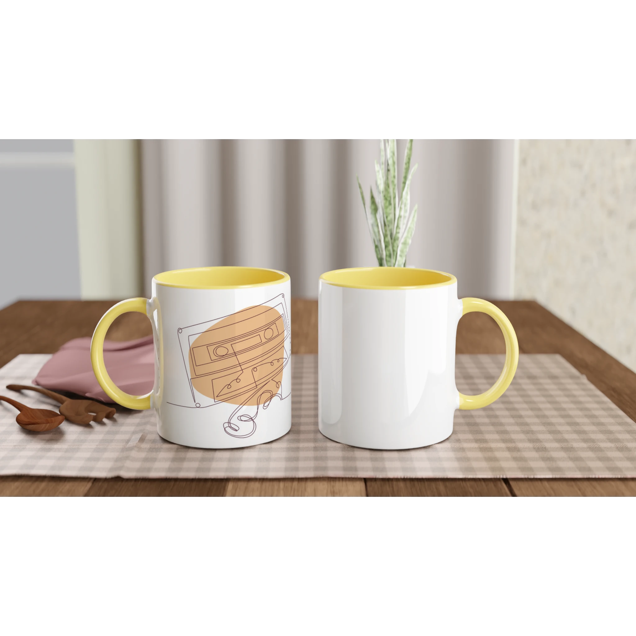 Analog Soul · Ceramic Mug Ceramic Yellow Wrinkled Cassette Left - BM ink.