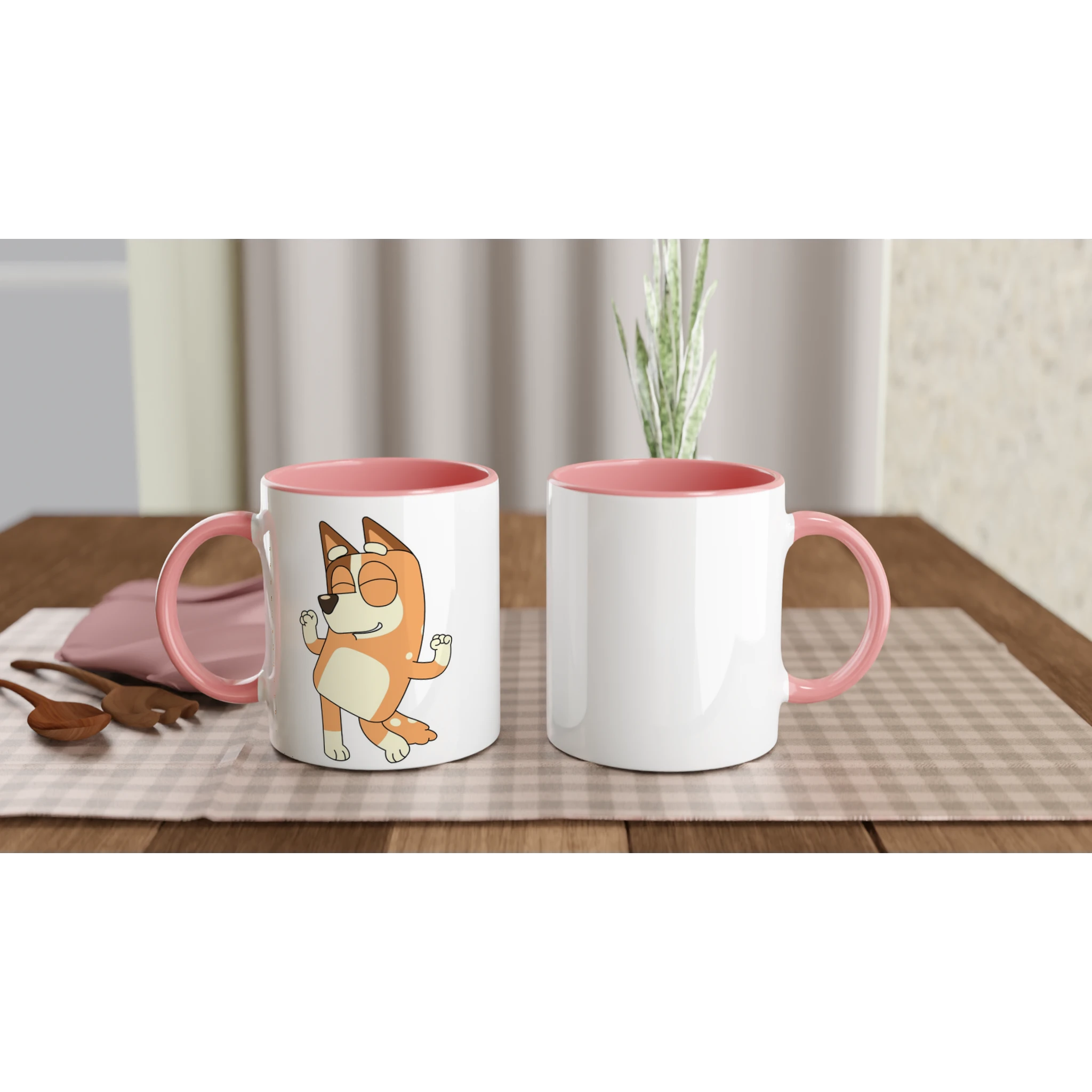 Ceramic Mug · Bluey's Mom Chilli Ceramic Pink Chilli Left - BM ink.