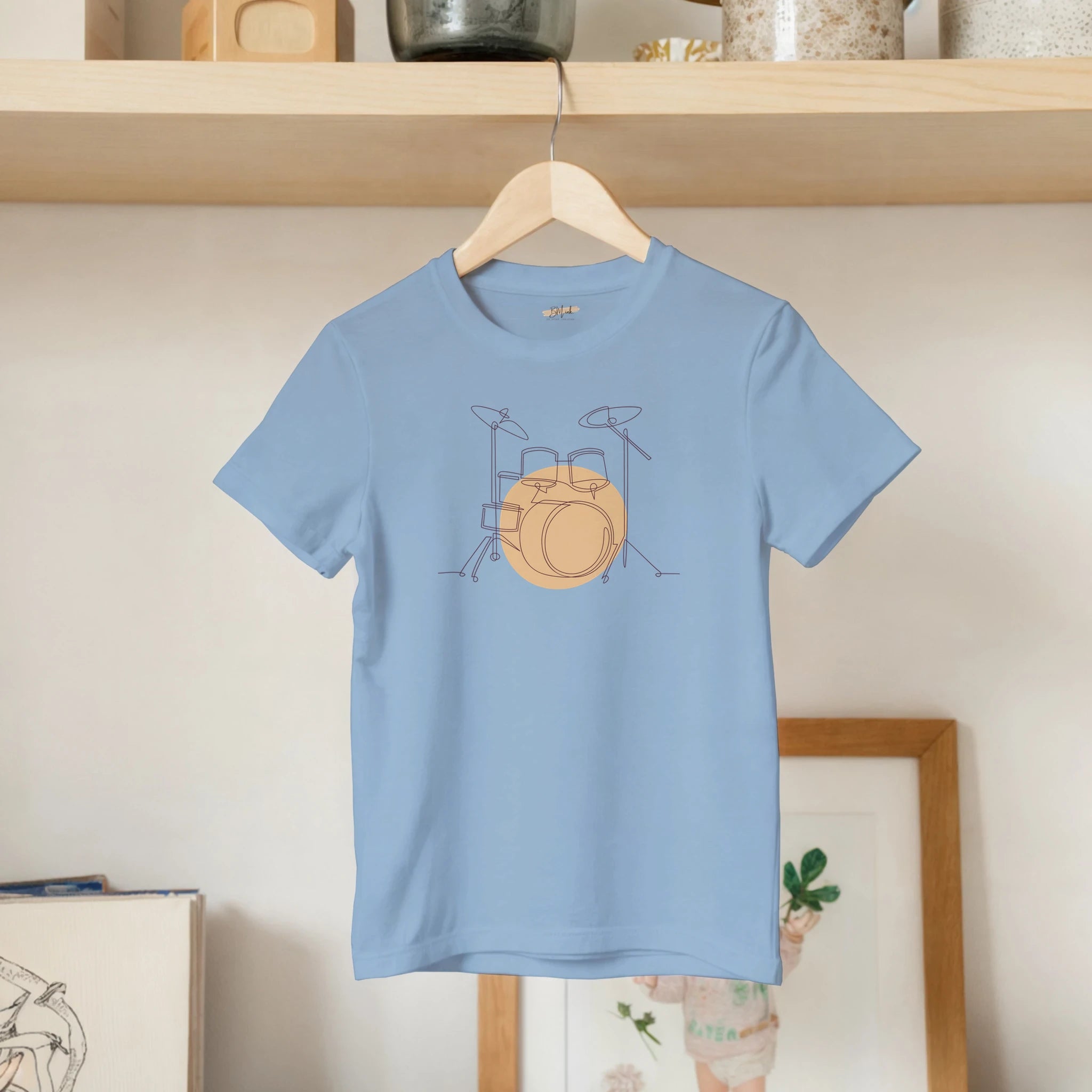 Kids T-Shirt · Drum Set (Light) Light Blue - BM ink.
