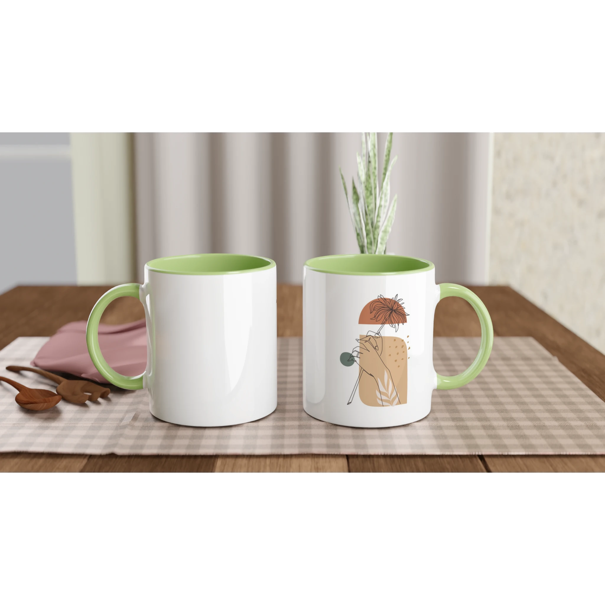Quiet Bloom · Ceramic Mug Ceramic Green Right - BM ink.