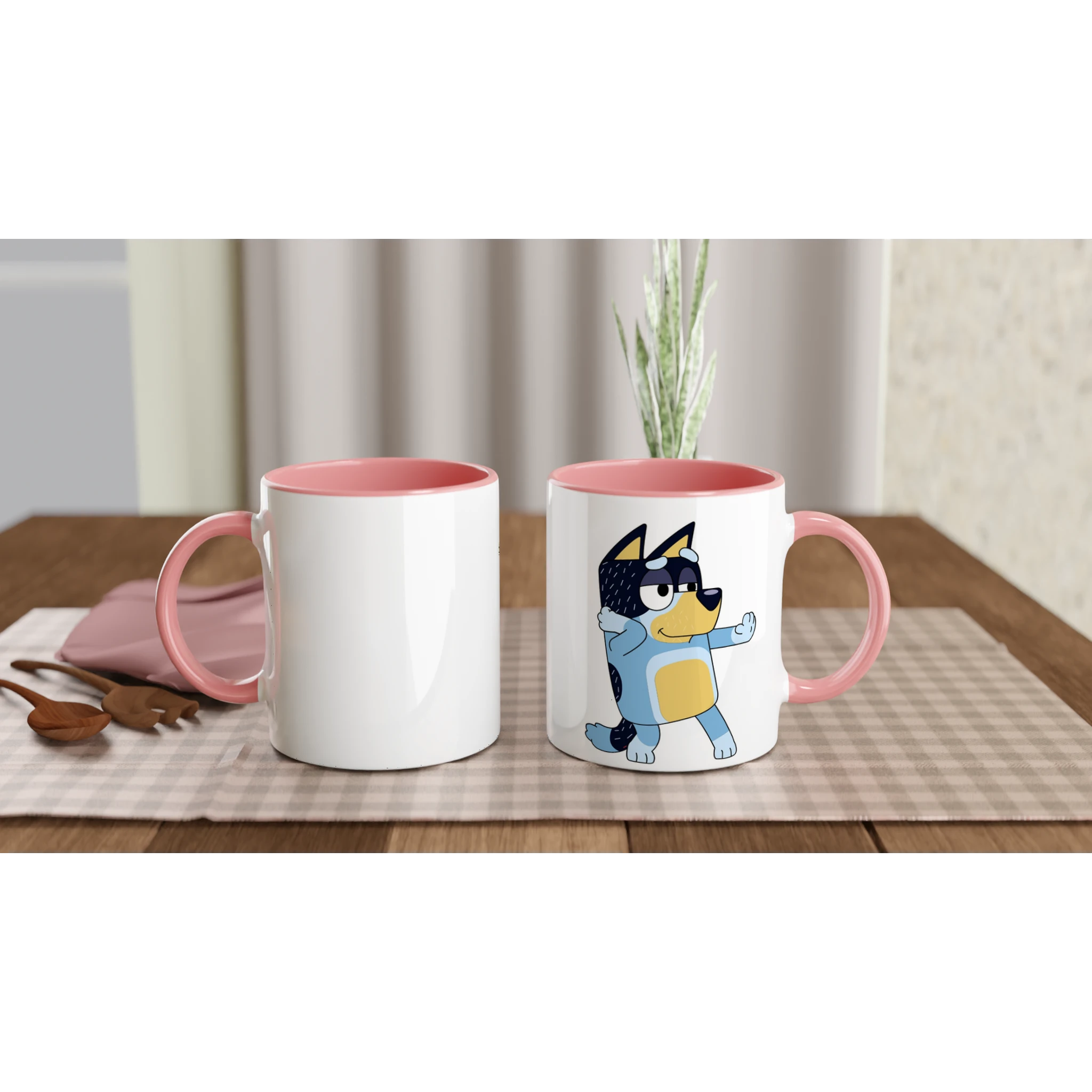 Ceramic Mug · Bluey's Dad Bandit Ceramic Pink Bandit Right - BM ink.