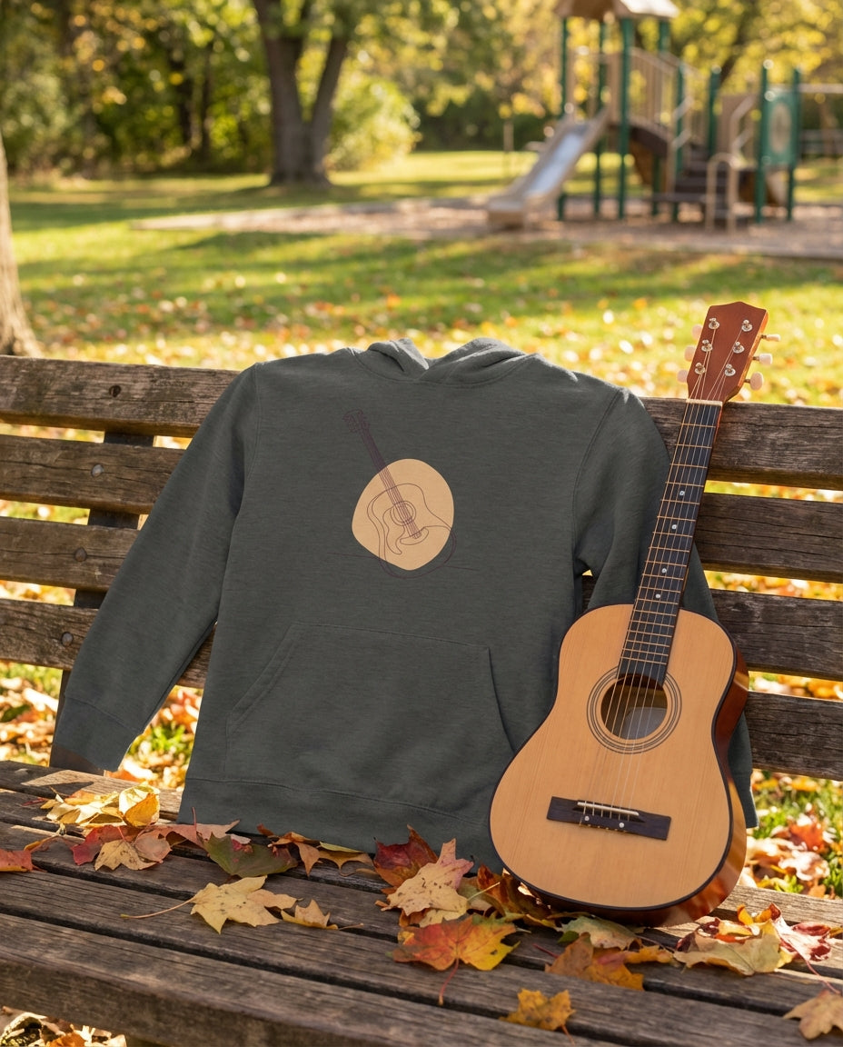 Kids Hoodie · Acoustic Guitar (Light) Grey Melange - BM ink.