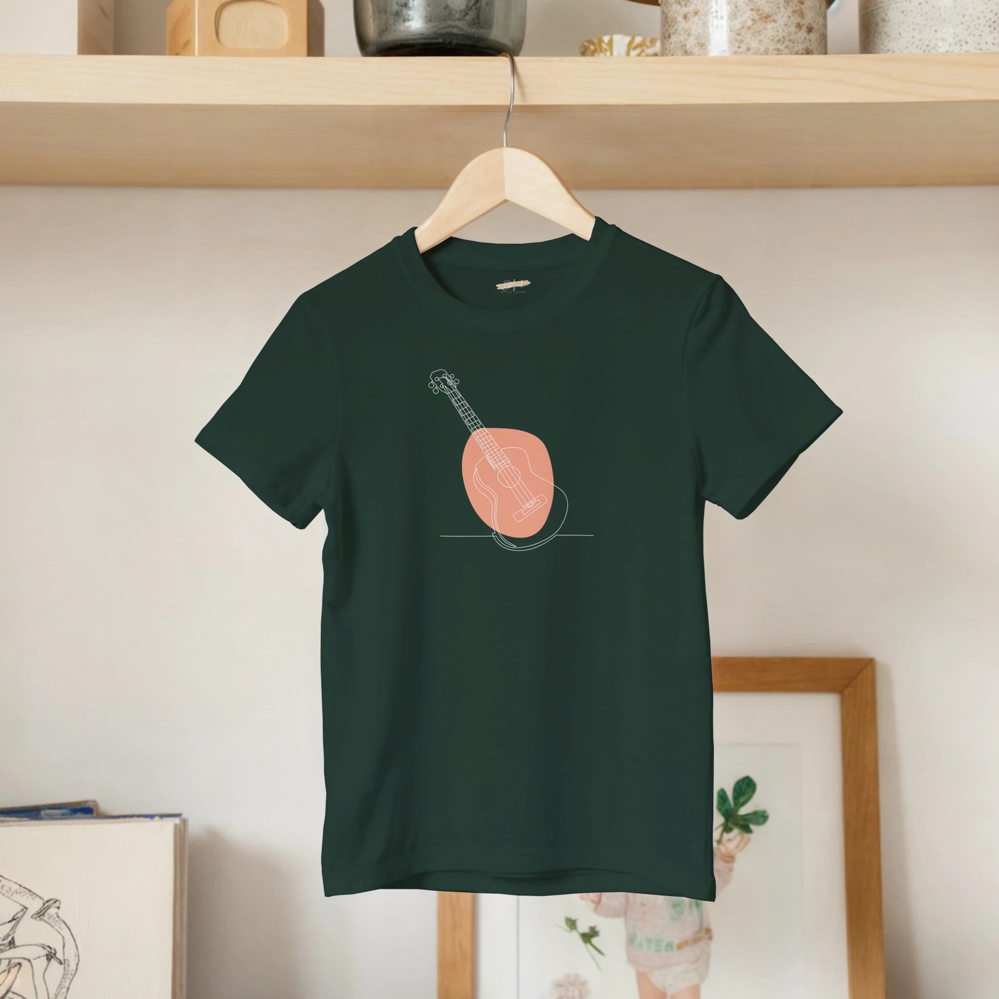 Kids T-Shirt · Acoustic Guitar (Bold) Forest Green - BM ink.