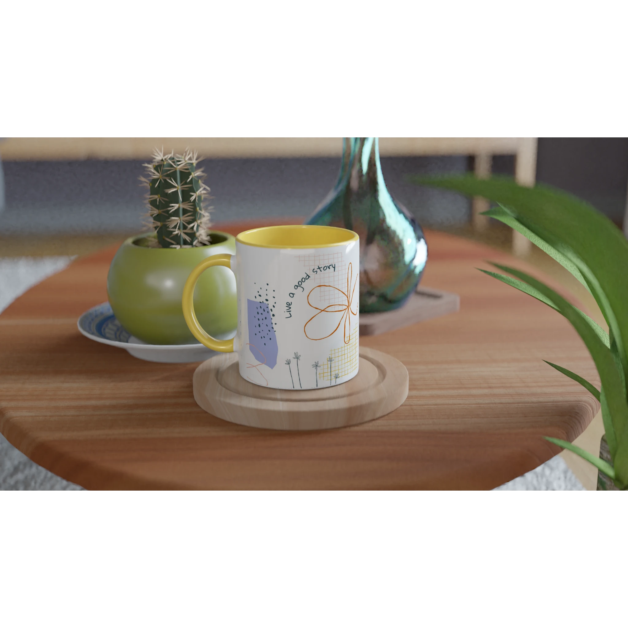 Ceramic Mug · Live a Good Story Ceramic Yellow Left - BM ink.