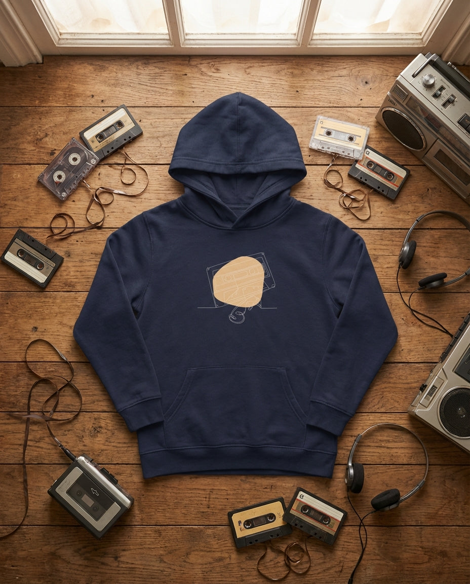Kids Hoodie · Audio Cassette Wrinkled Tape French Navy - BM ink.