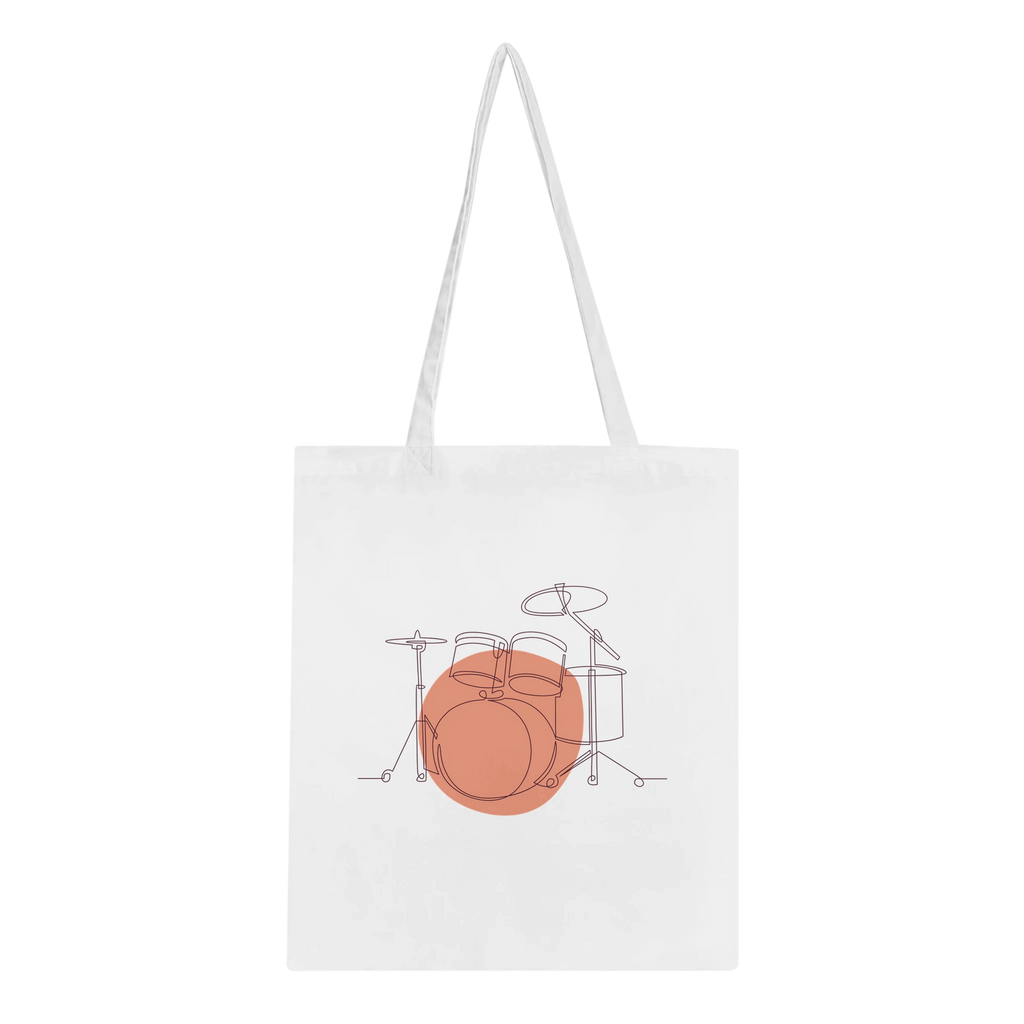 Tote Bag · Drum Set (Bold) White - BM ink.