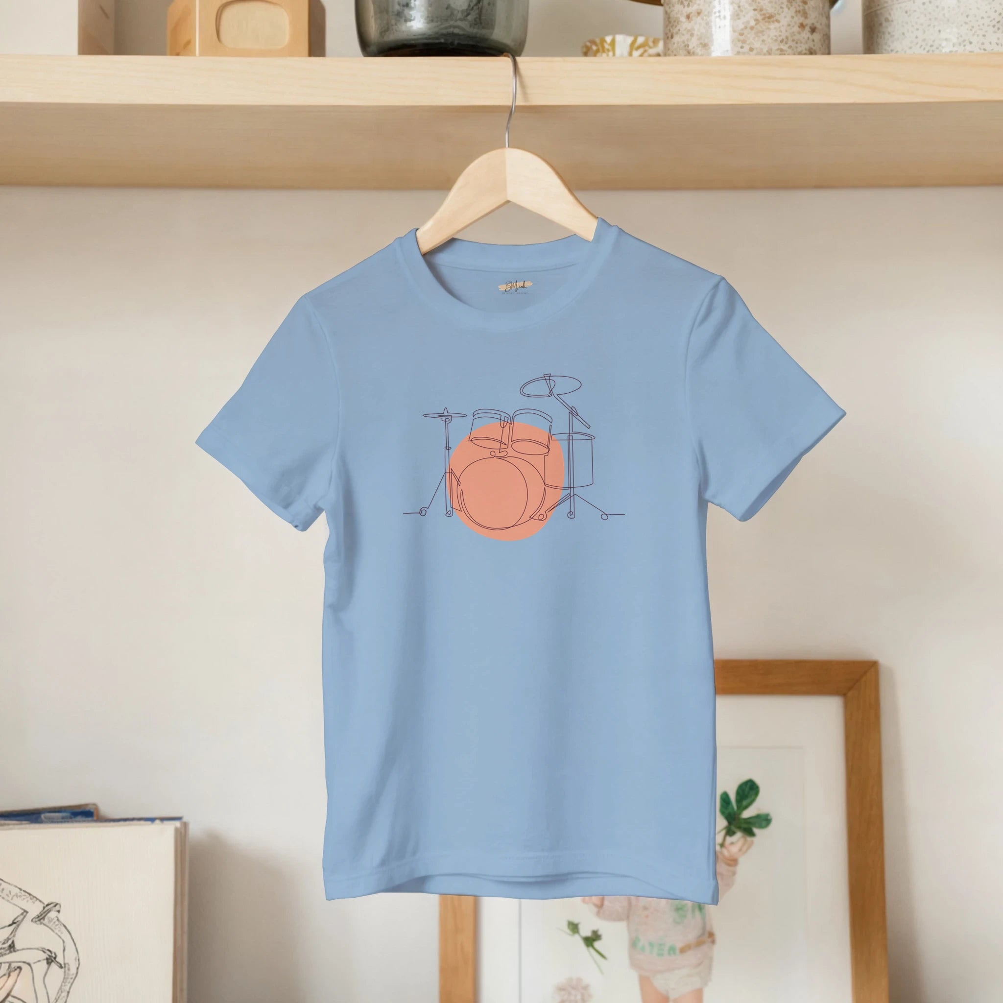 Kids T-Shirt · Drum Set (Bold) Light Blue - BM ink.