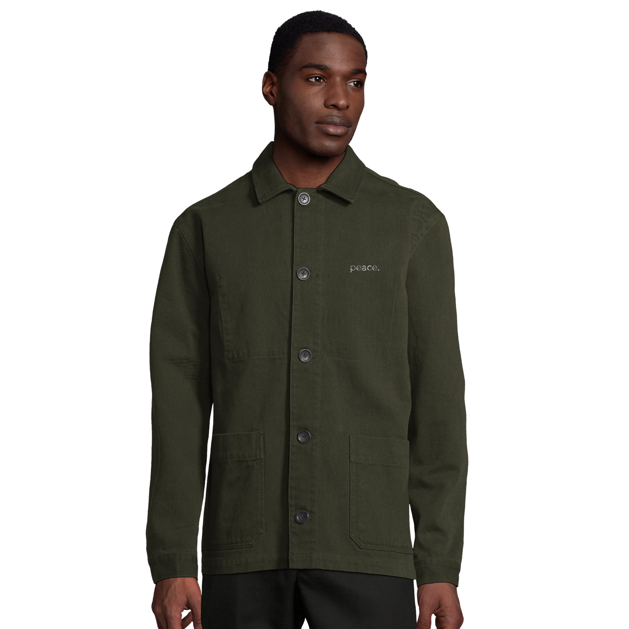 peace. · Embroidered Adult Premium Jacket Deep Khaki - BM ink.