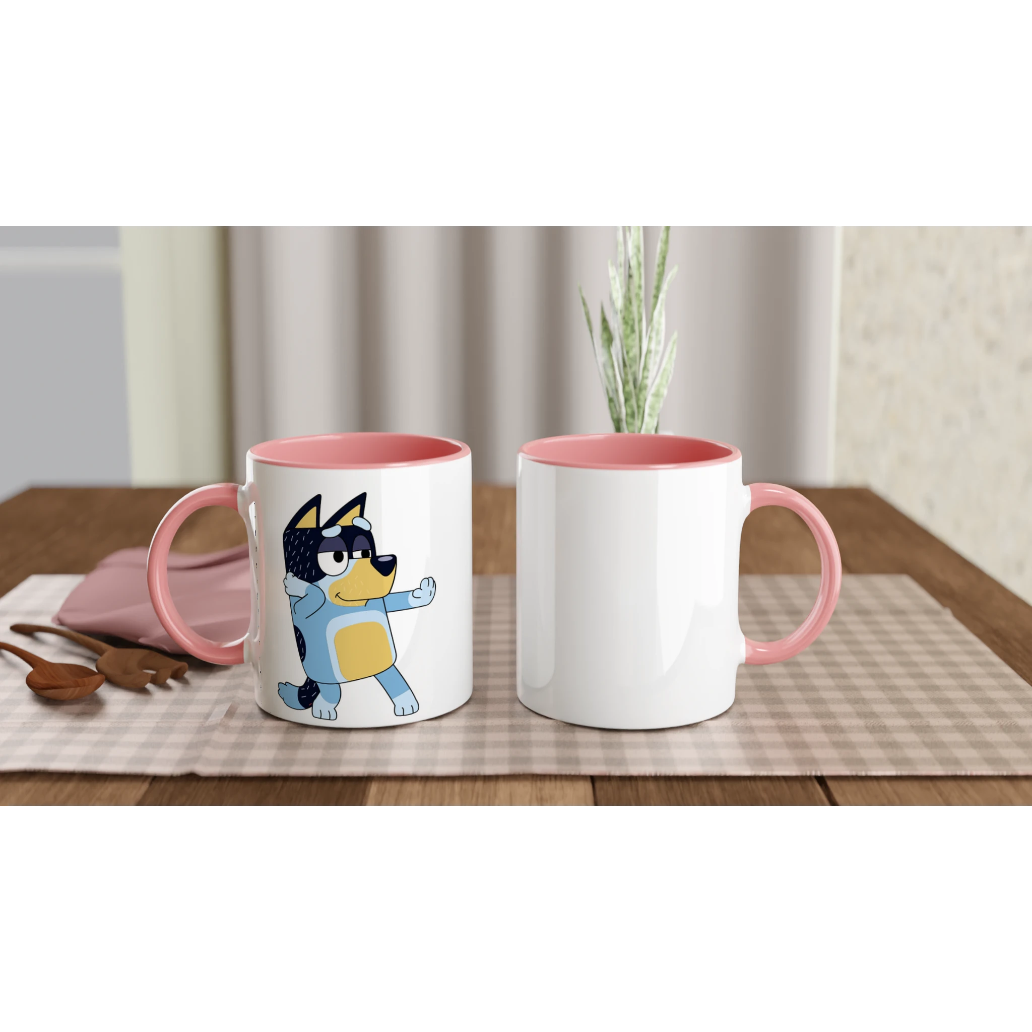 Ceramic Mug · Bluey's Dad Bandit Ceramic Pink Bandit Left - BM ink.