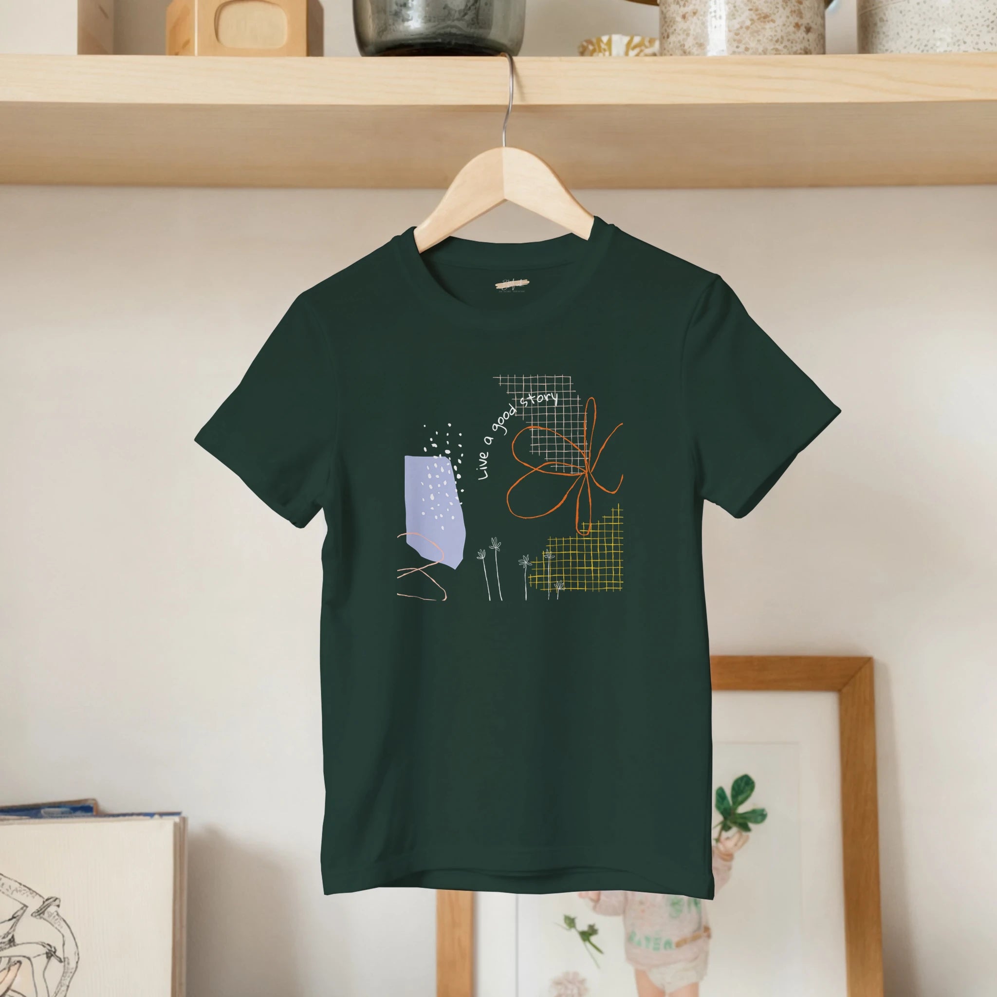 Kids T-Shirt · Live a Good Story Forest Green - BM ink.