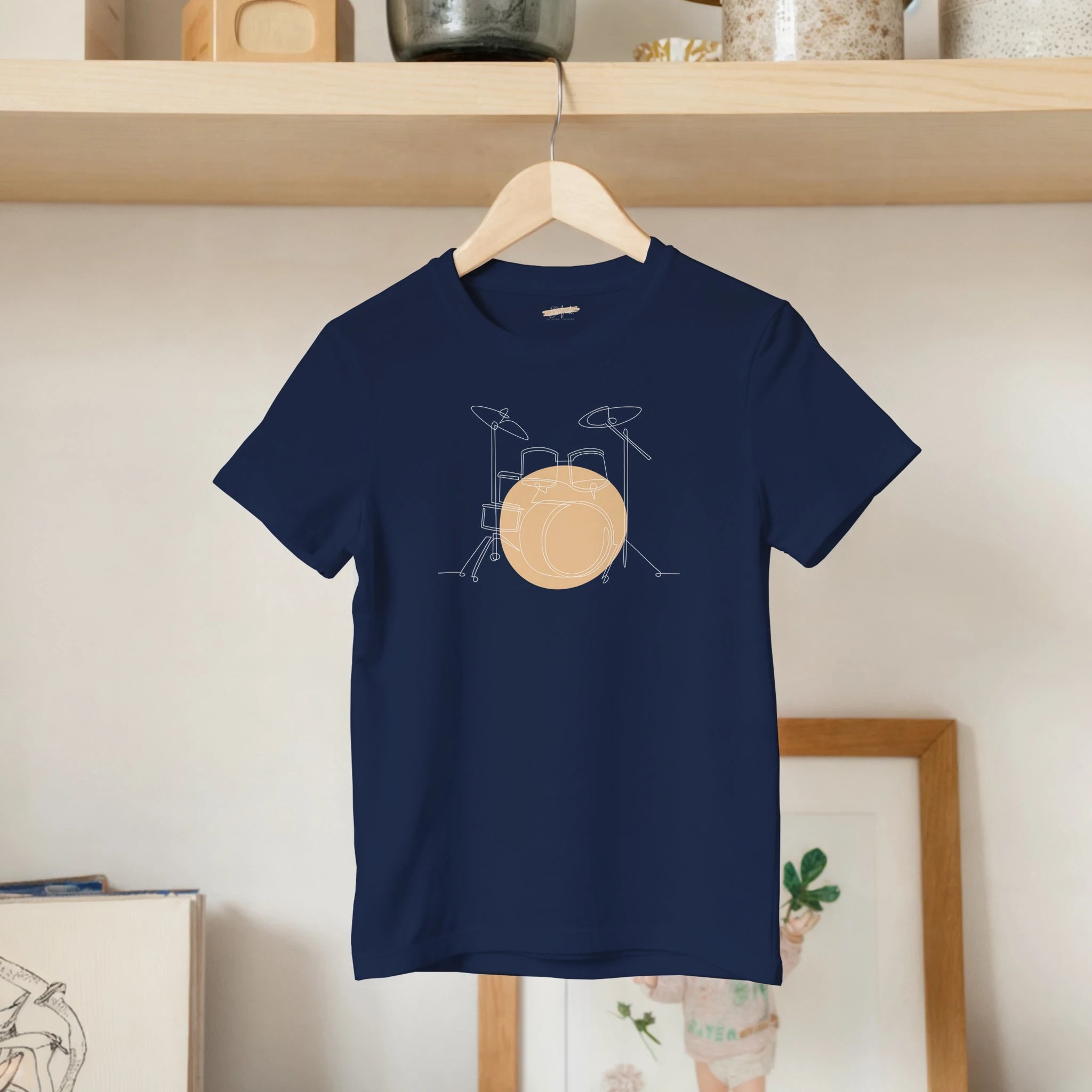 Kids T-Shirt · Drum Set (Light) Navy - BM ink.
