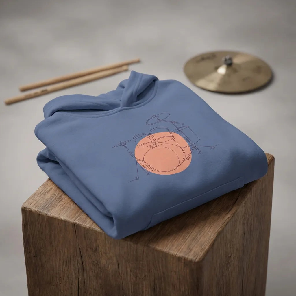 Kids Hoodie · Drum Set (Bold) Blue - BM ink.