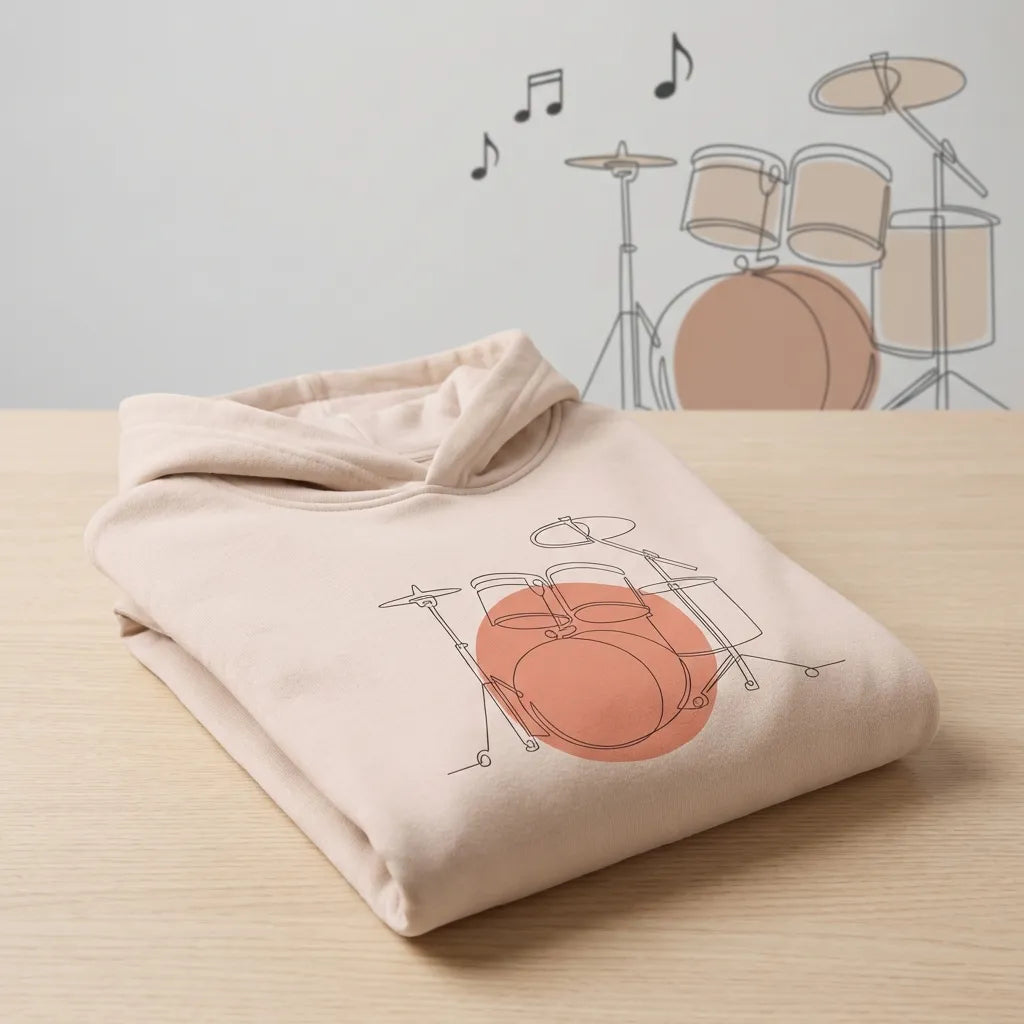Kids Hoodie · Drum Set (Bold) Creamy Pink - BM ink.