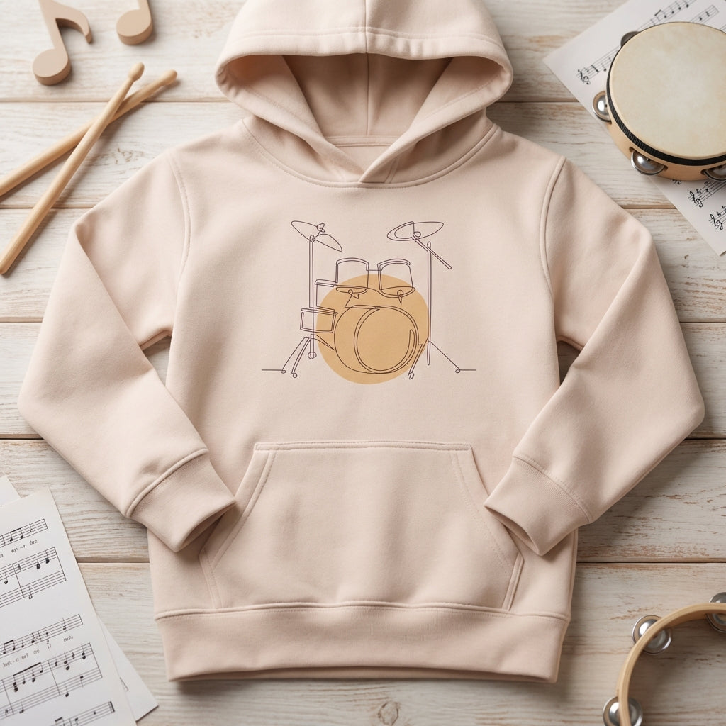 Kids Hoodie · Drum Set (Light) Creamy Pink - BM ink.