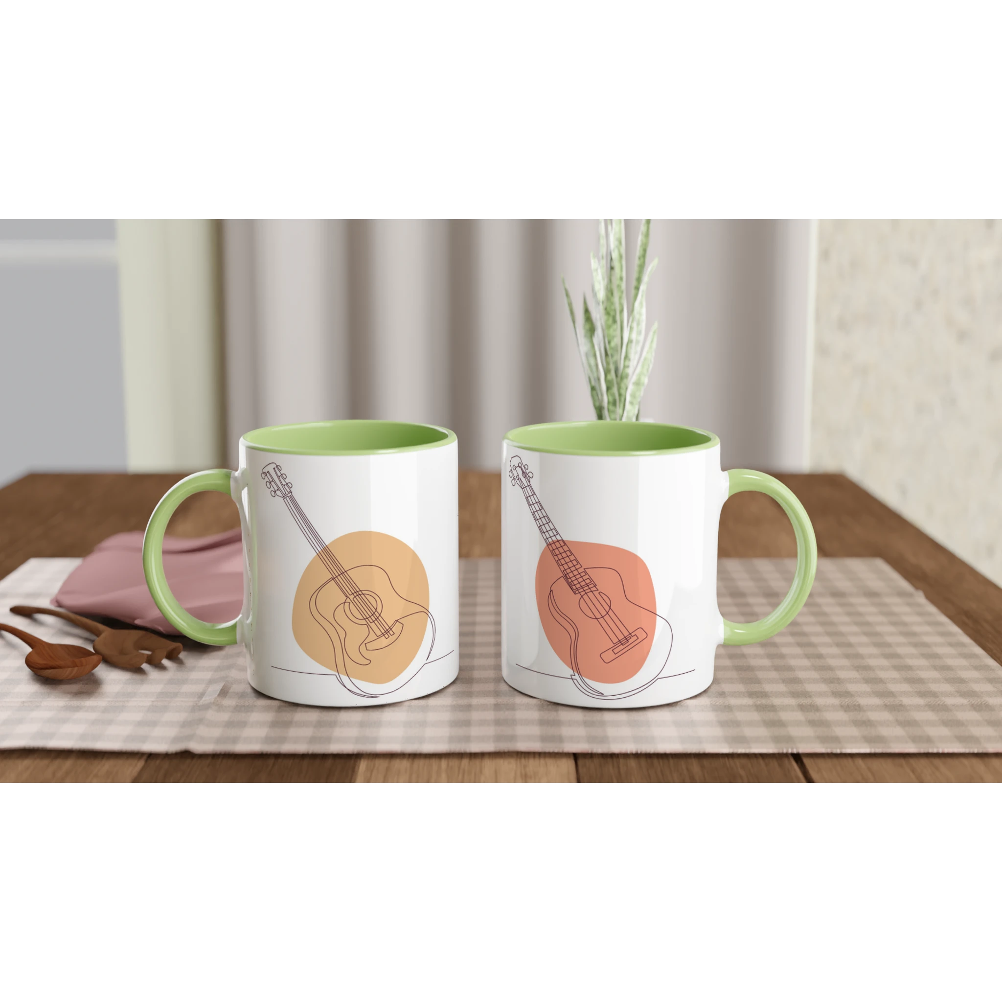 Ceramic Mug · Acoustic Guitars Ceramic Green Both Guitars - BM ink.