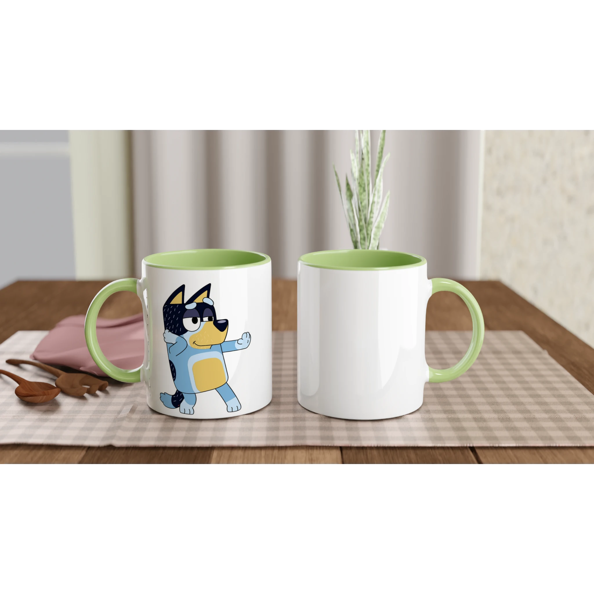 Ceramic Mug · Bluey's Dad Bandit Ceramic Green Bandit Left - BM ink.