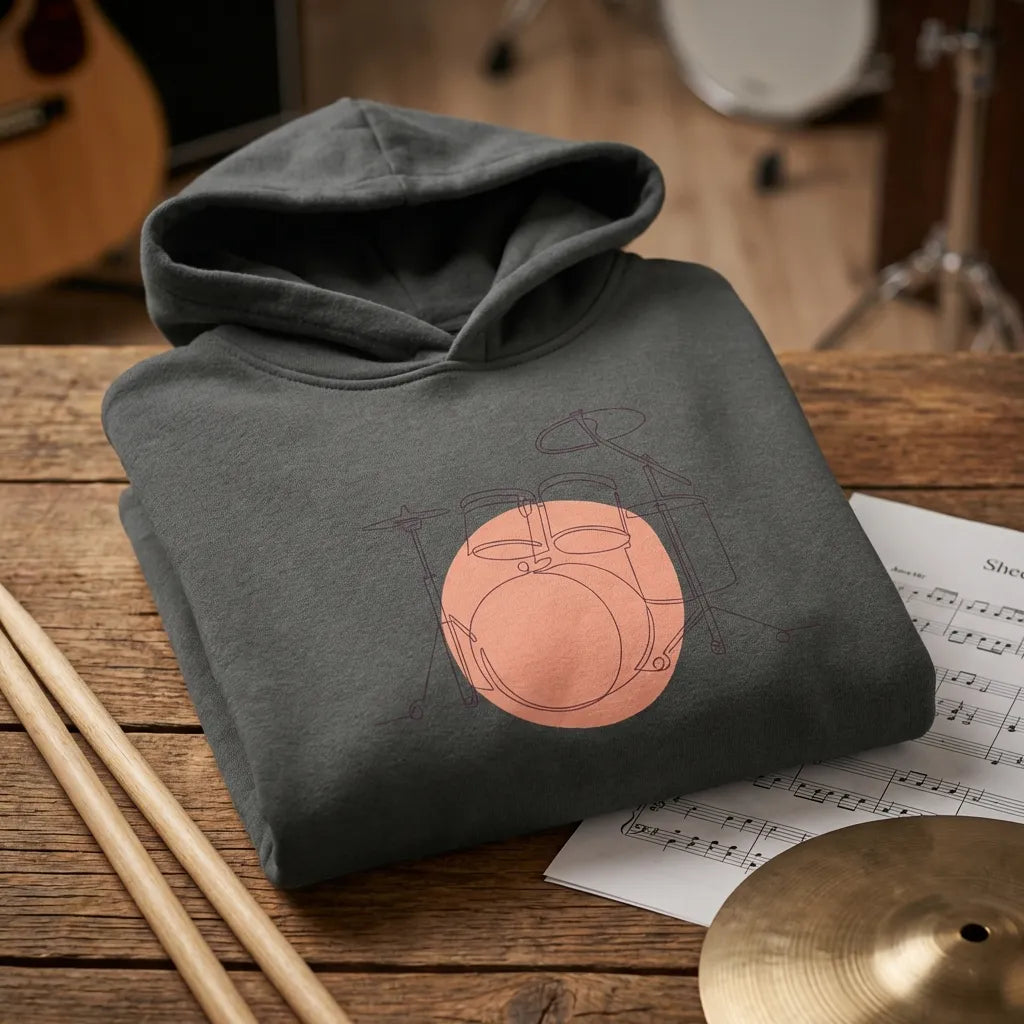 Kids Hoodie · Drum Set (Bold) Grey Melange - BM ink.
