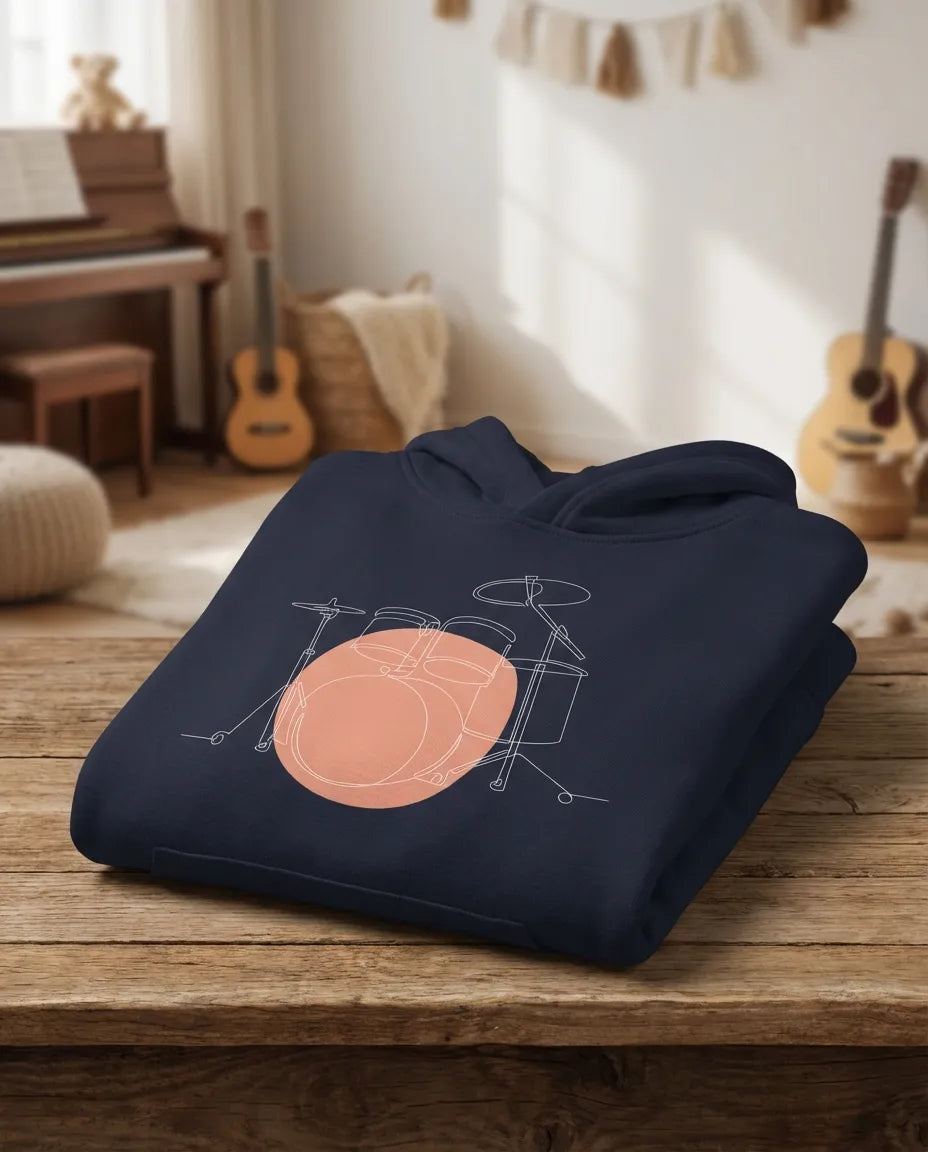 Kids Hoodie · Drum Set (Bold) French Navy - BM ink.