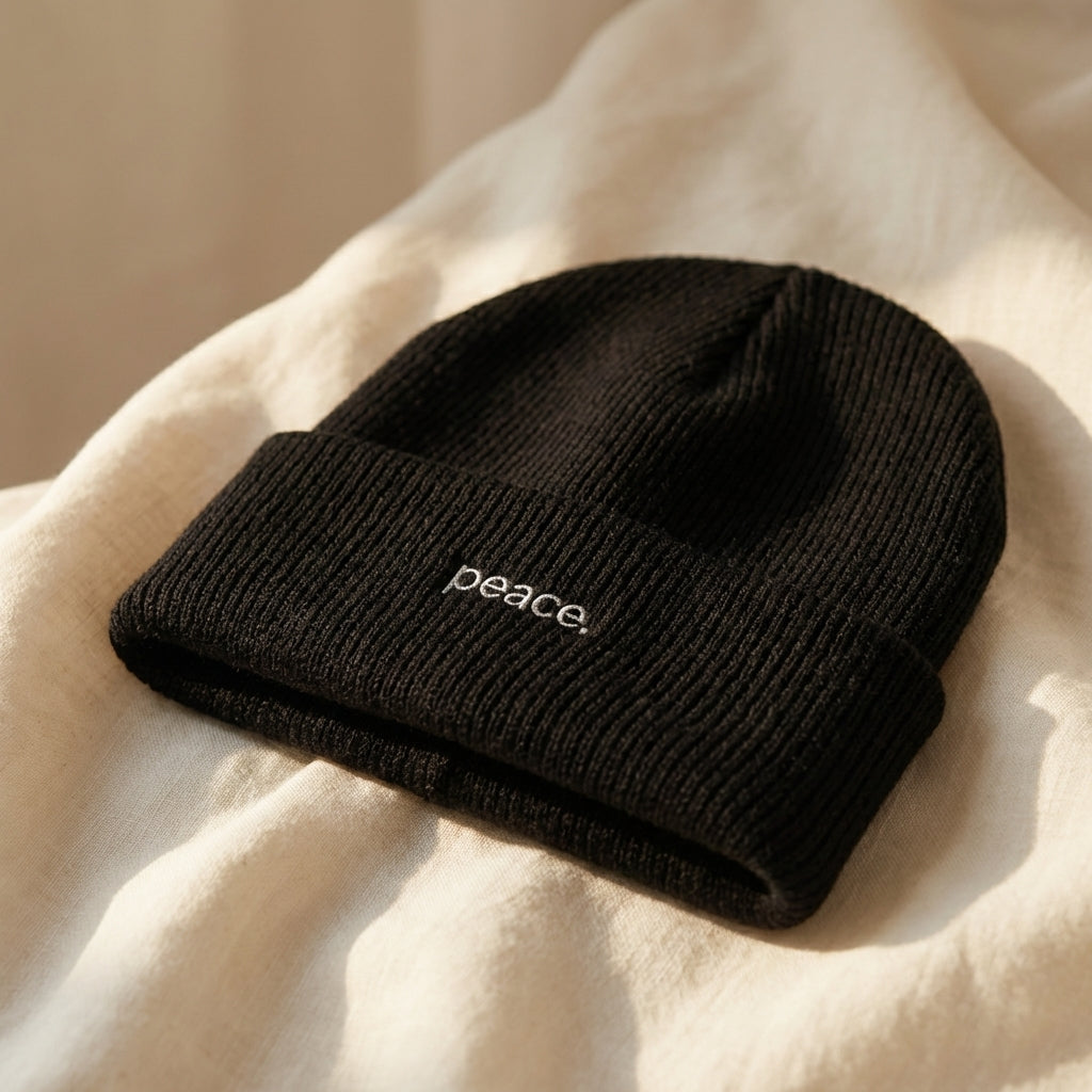 peace. · Embroidered Beanie Black - BM ink.