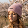 peace. · Embroidered Beanie Dusky Pink - BM ink.