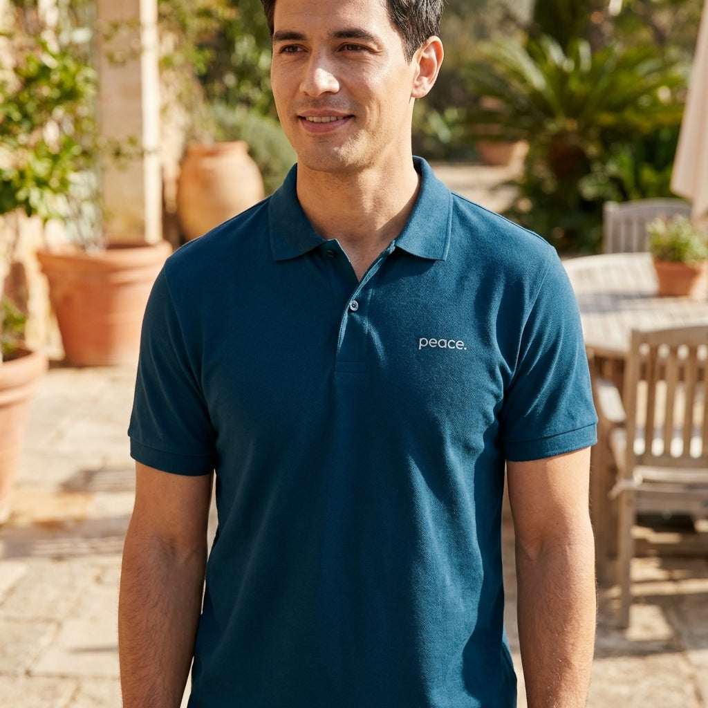 peace. · Embroidered Men Polo Shirt Denim - BM ink.