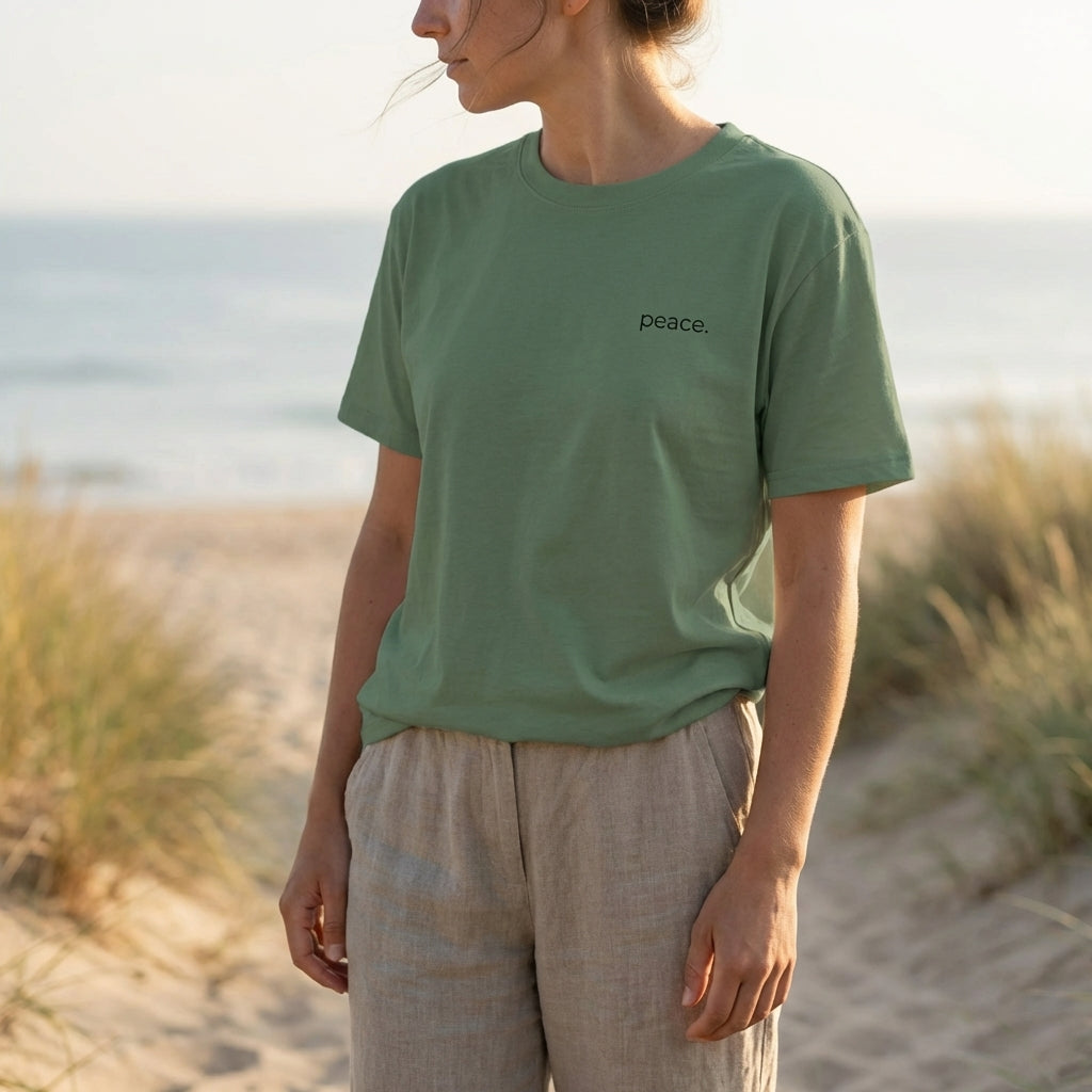 peace. · Embroidered Adult T-Shirt Military Green - BM ink.