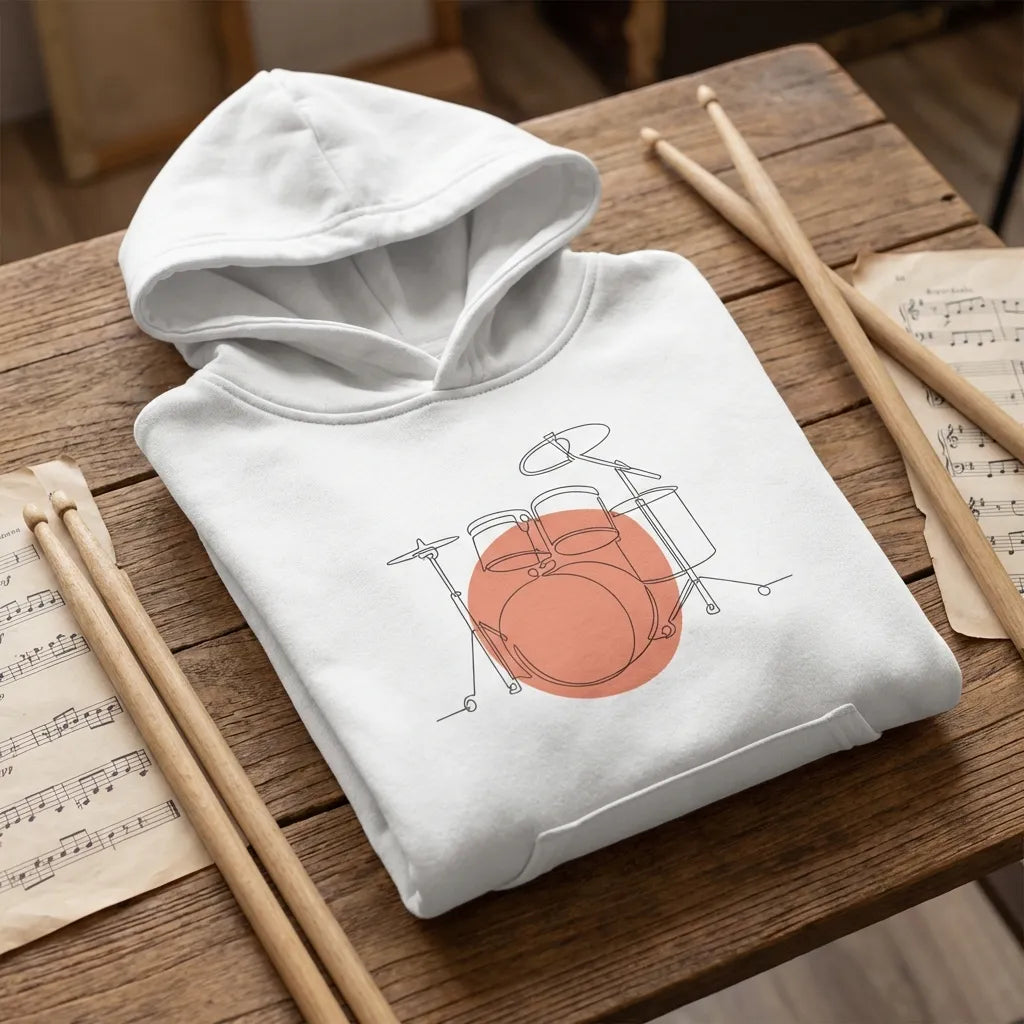 Kids Hoodie · Drum Set (Bold) White - BM ink.