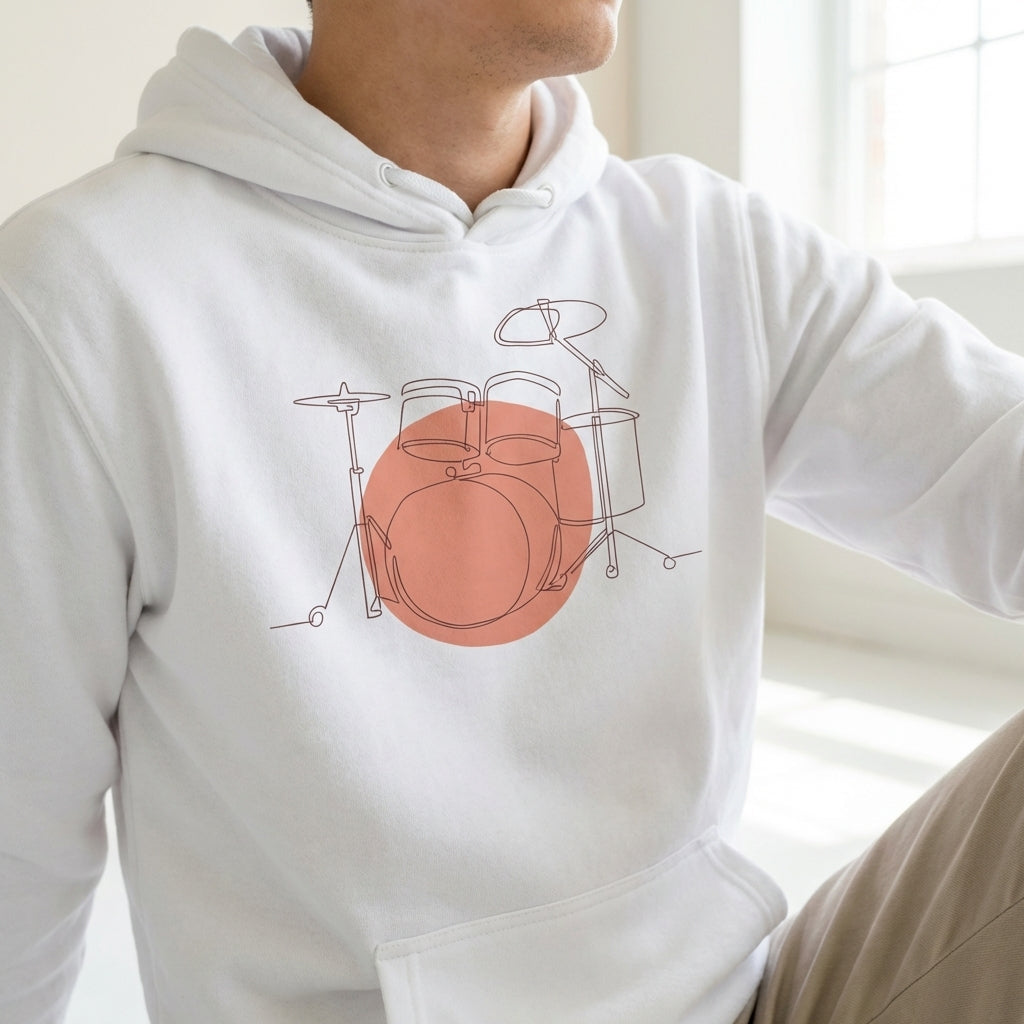 Adult Hoodie · Drum Sets White Bold - BM ink.