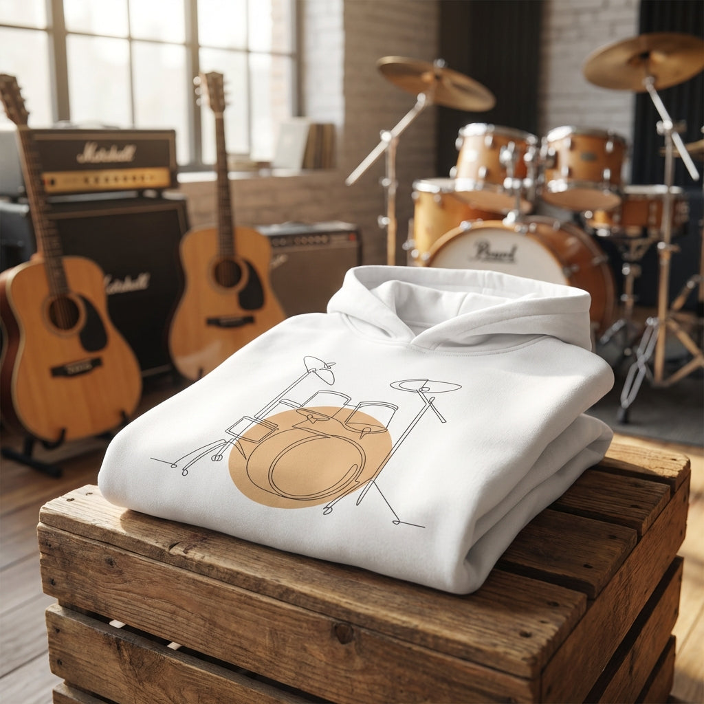 Kids Hoodie · Drum Set (Light) White - BM ink.